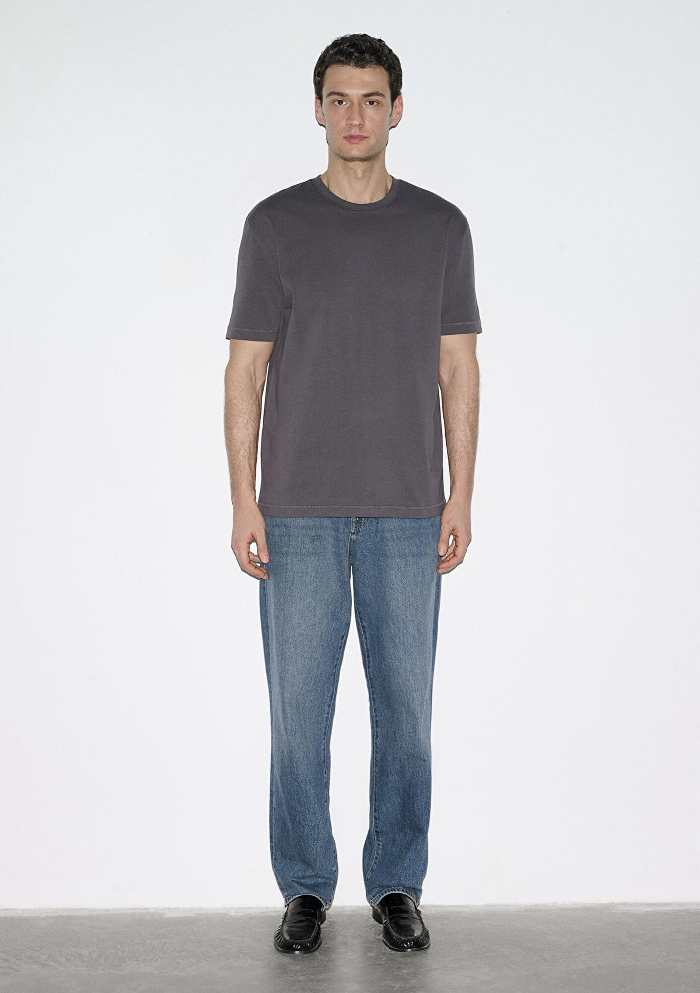 Mavi Gri Basic Tişört Loose Fit / Bol Rahat Kesim 0612269-70101