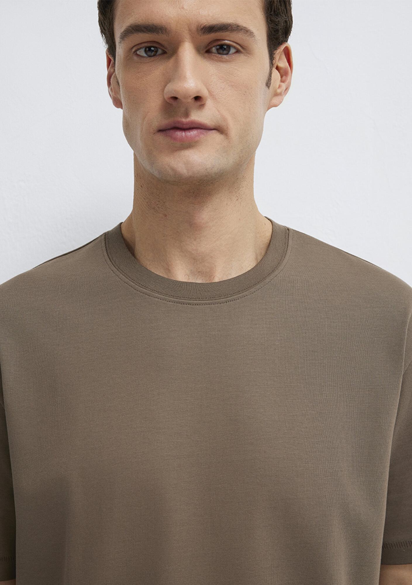 Mavi Kahverengi Basic Tişört Loose Fit / Bol Rahat Kesim 0612269-83866