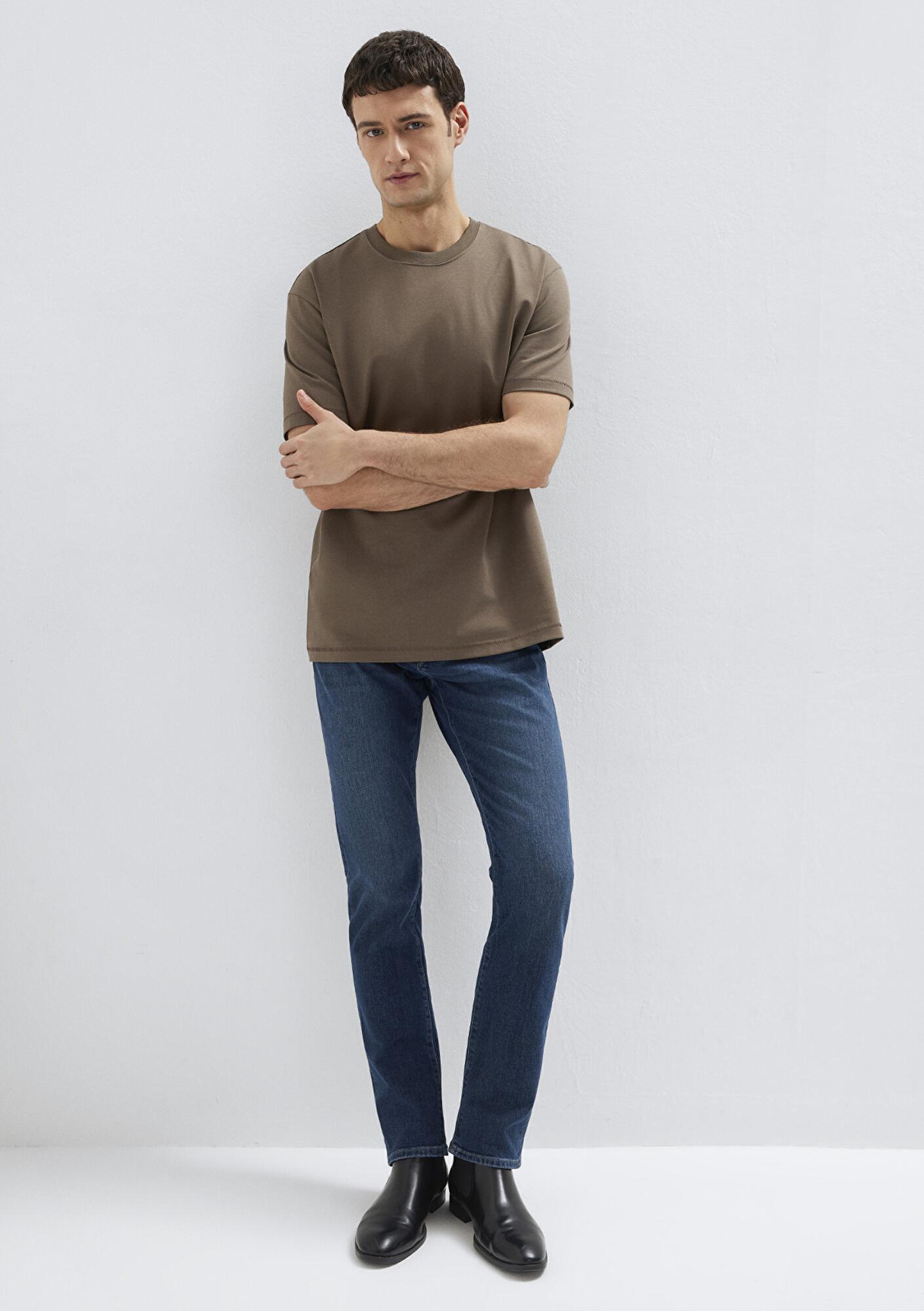 Mavi Kahverengi Basic Tişört Loose Fit / Bol Rahat Kesim 0612269-83866