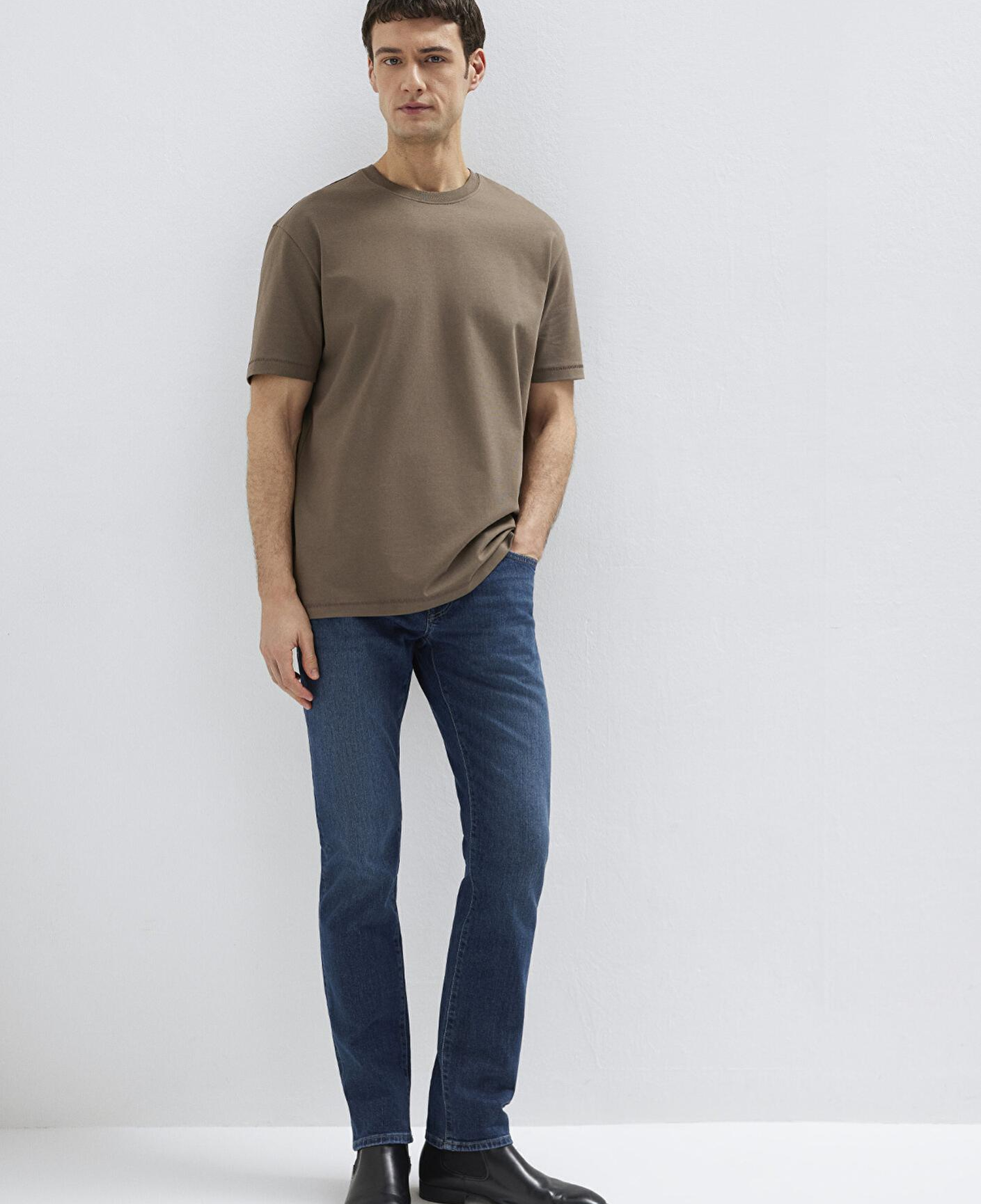 Mavi Kahverengi Basic Tişört Loose Fit / Bol Rahat Kesim 0612269-83866