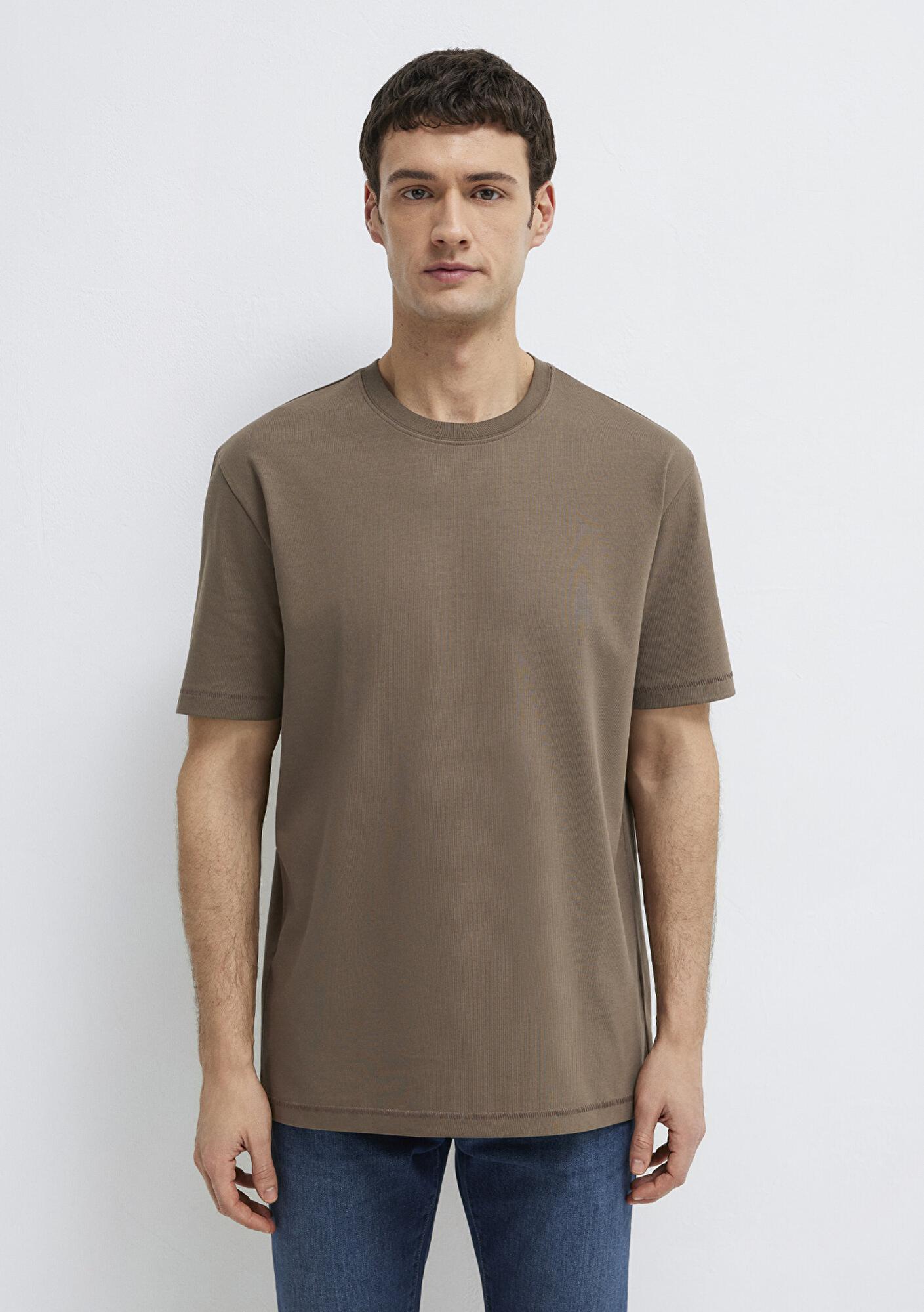 Mavi Kahverengi Basic Tişört Loose Fit / Bol Rahat Kesim 0612269-83866