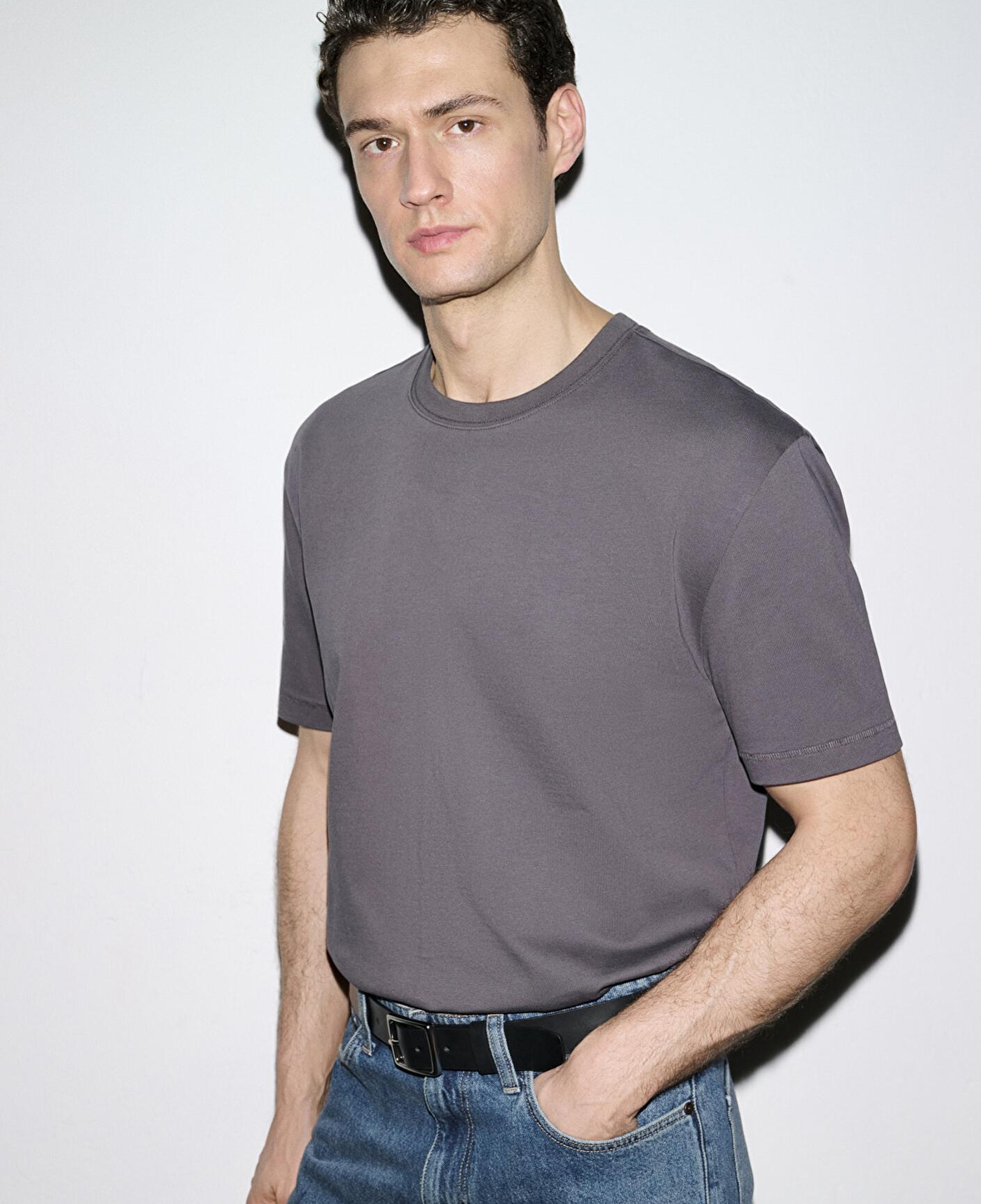 Mavi Gri Basic Tişört Loose Fit / Bol Rahat Kesim 0612269-70101