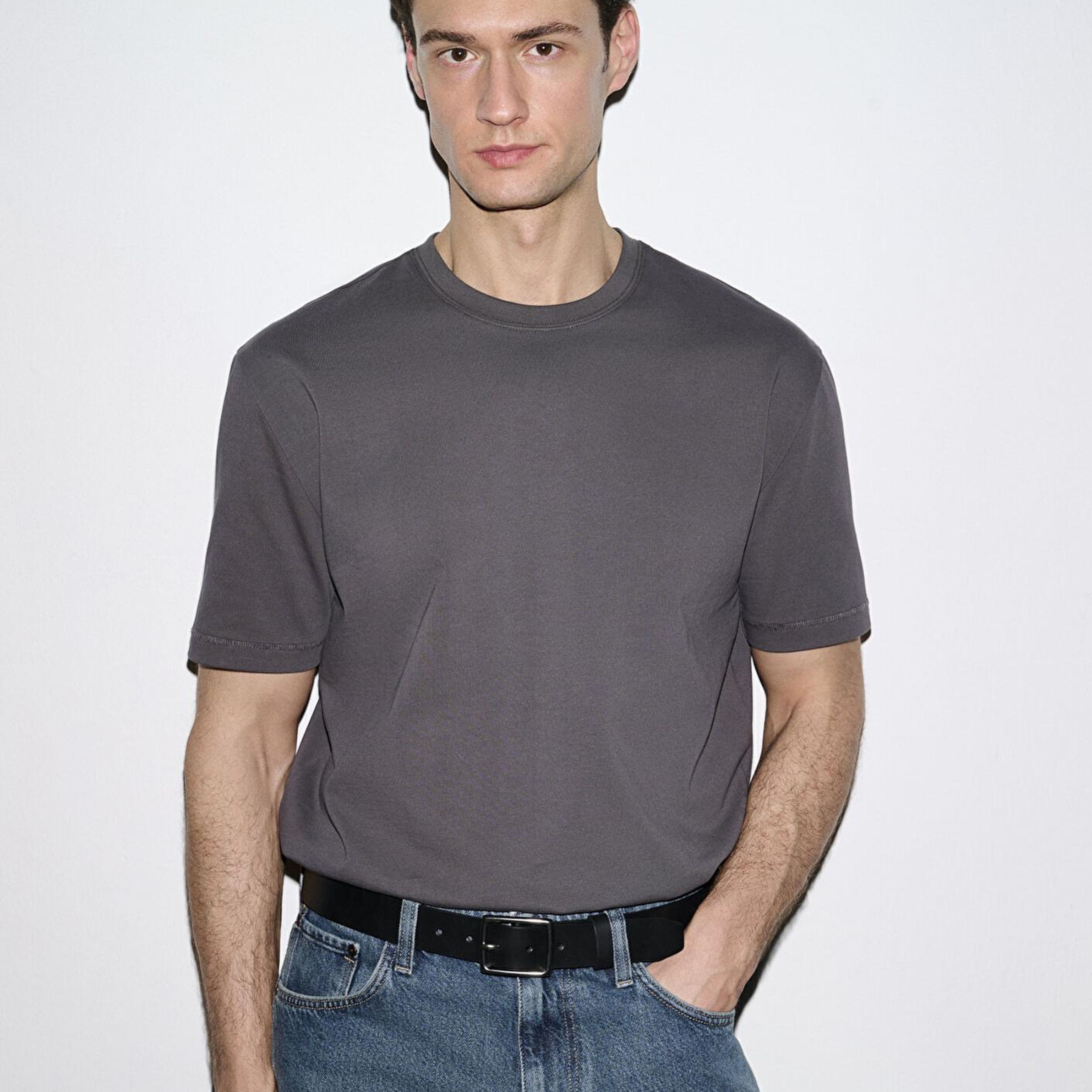 Mavi Gri Basic Tişört Loose Fit / Bol Rahat Kesim 0612269-70101