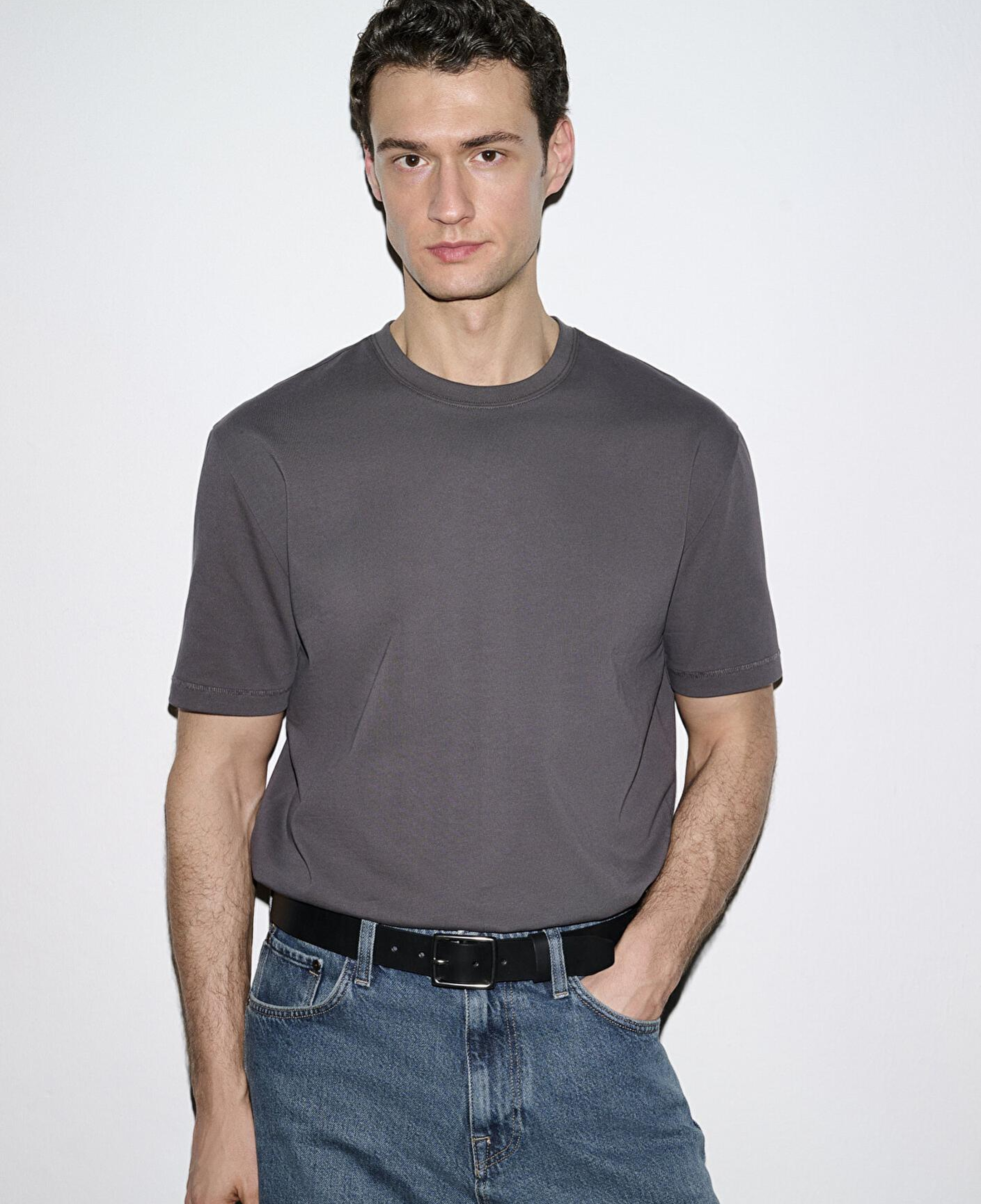 Mavi Gri Basic Tişört Loose Fit / Bol Rahat Kesim 0612269-70101