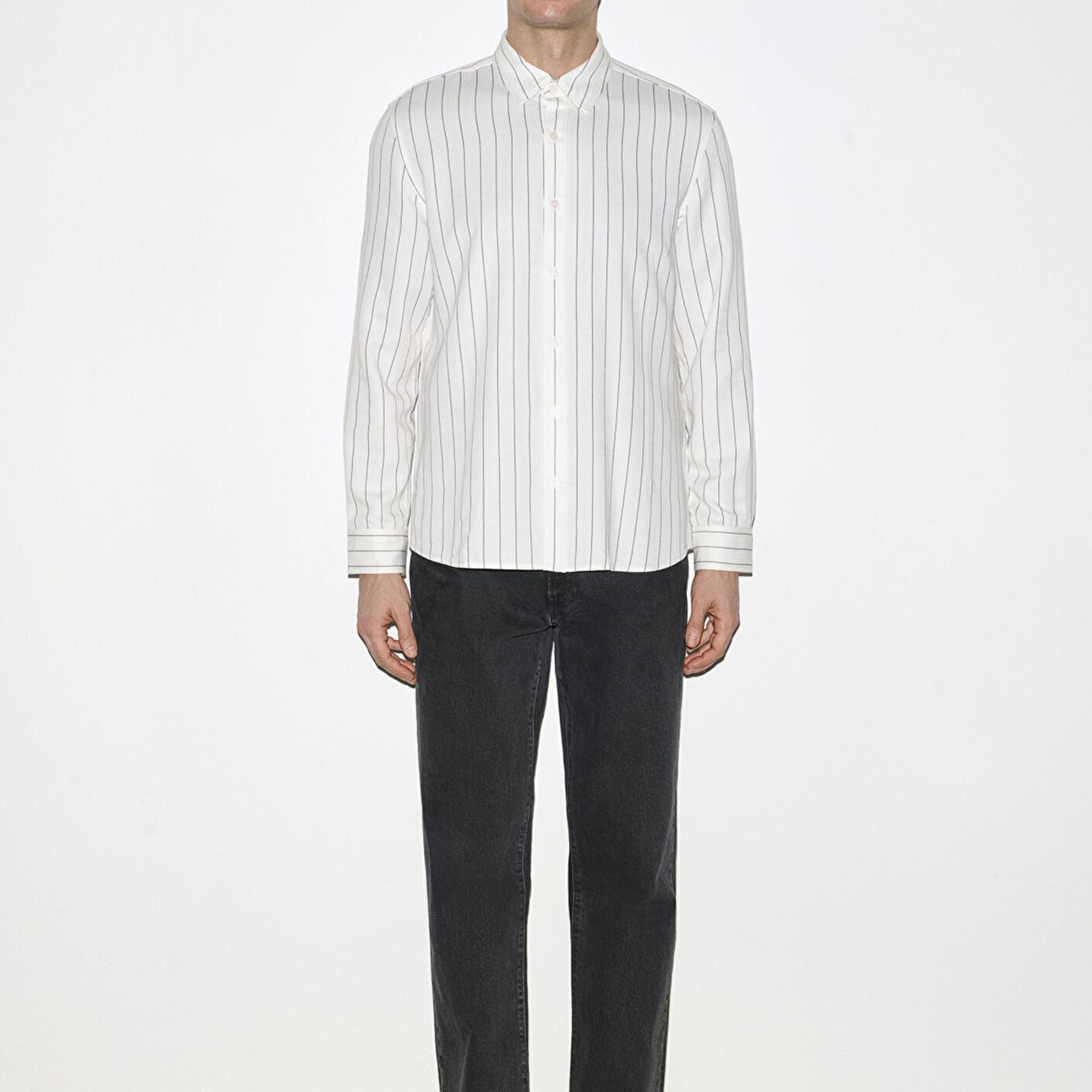 Mavi Çizgili Ekru Gömlek Regular Fit / Normal Kesim 0211891-91494