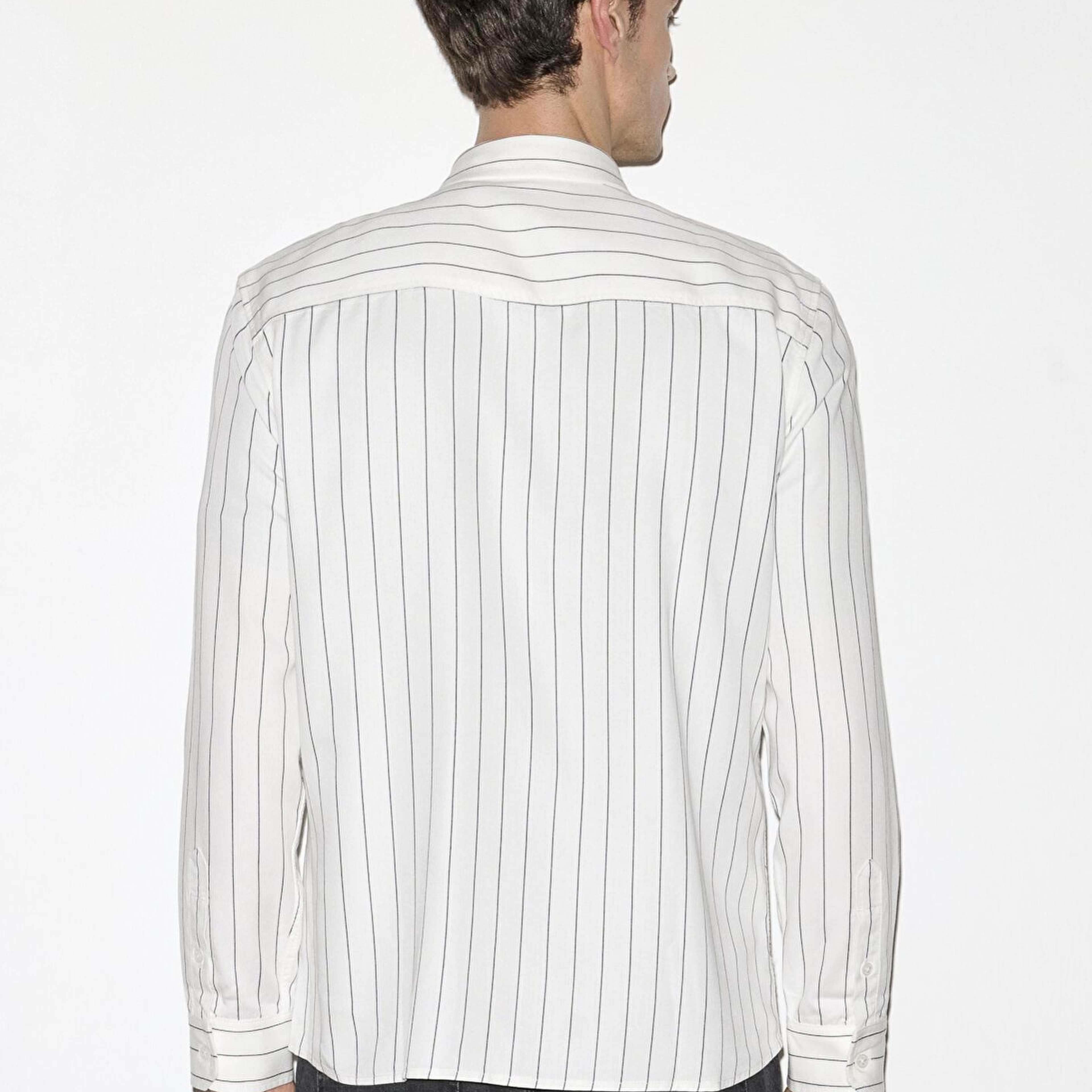 Mavi Çizgili Ekru Gömlek Regular Fit / Normal Kesim 0211891-91494