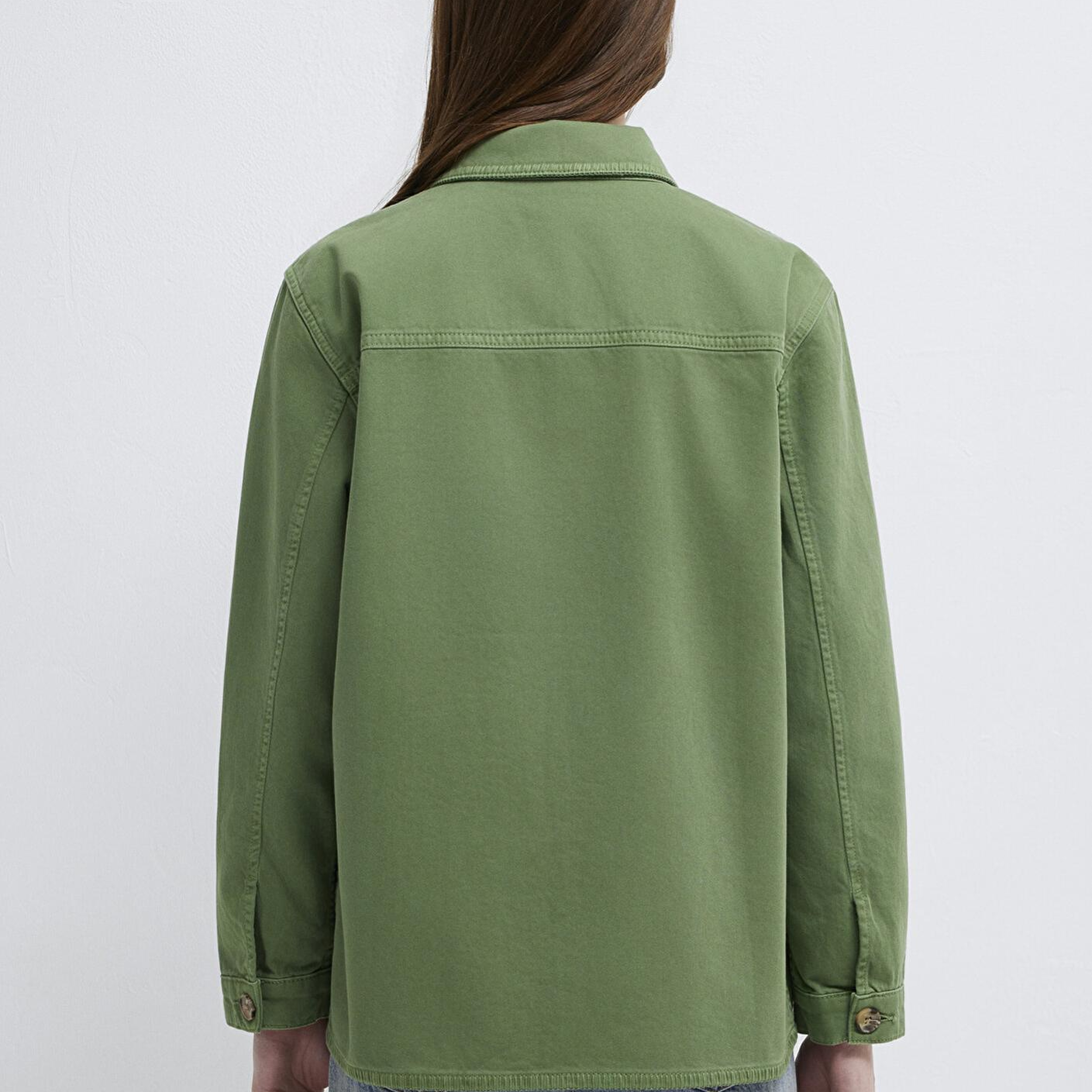 Mavi Cep Detaylı Yeşil İnce Ceket Loose Fit / Bol Rahat Kesim 1211331-71548