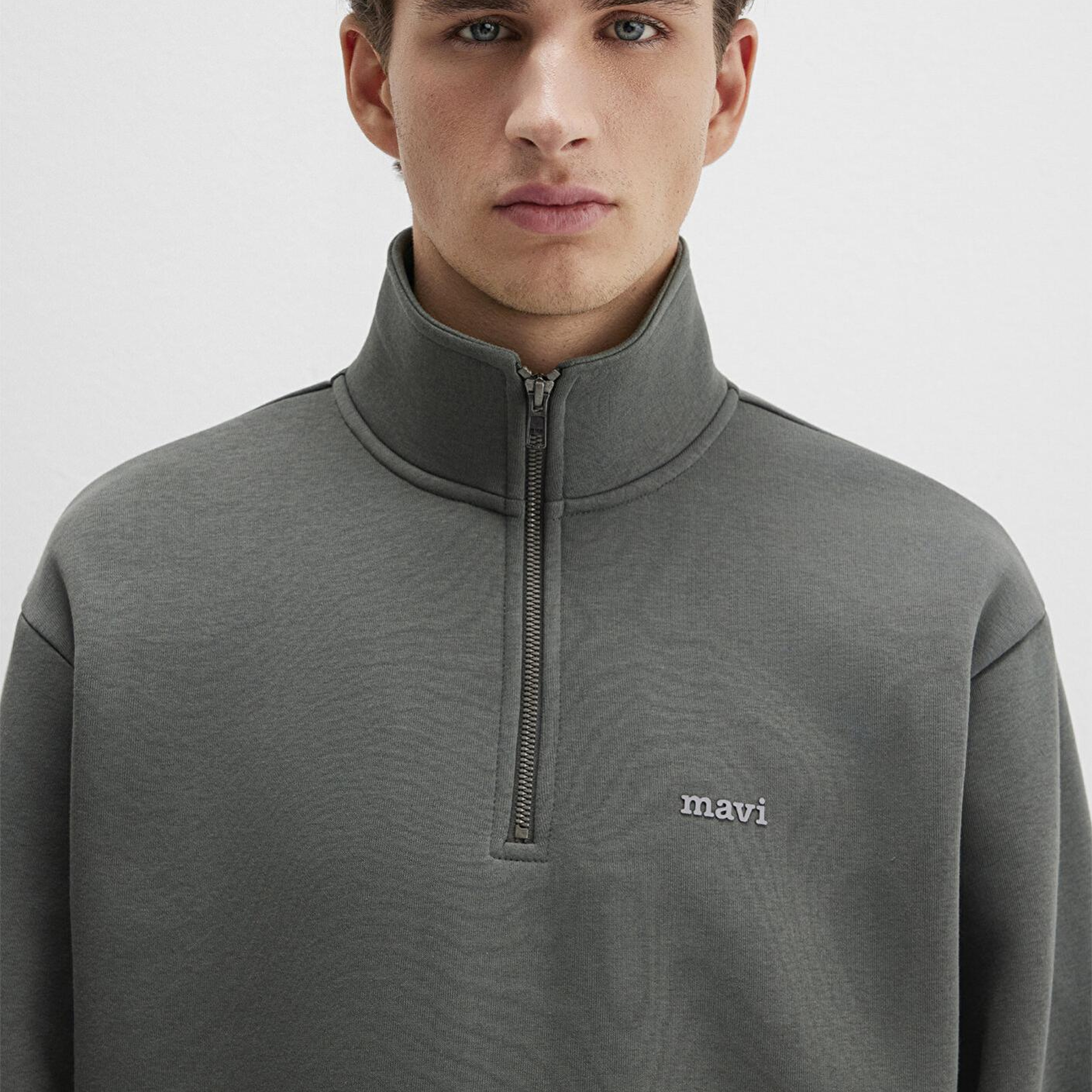 Mavi Yarı Fermuarlı Mavi Logo Baskılı Yeşil Sweatshirt 0S10585-71598