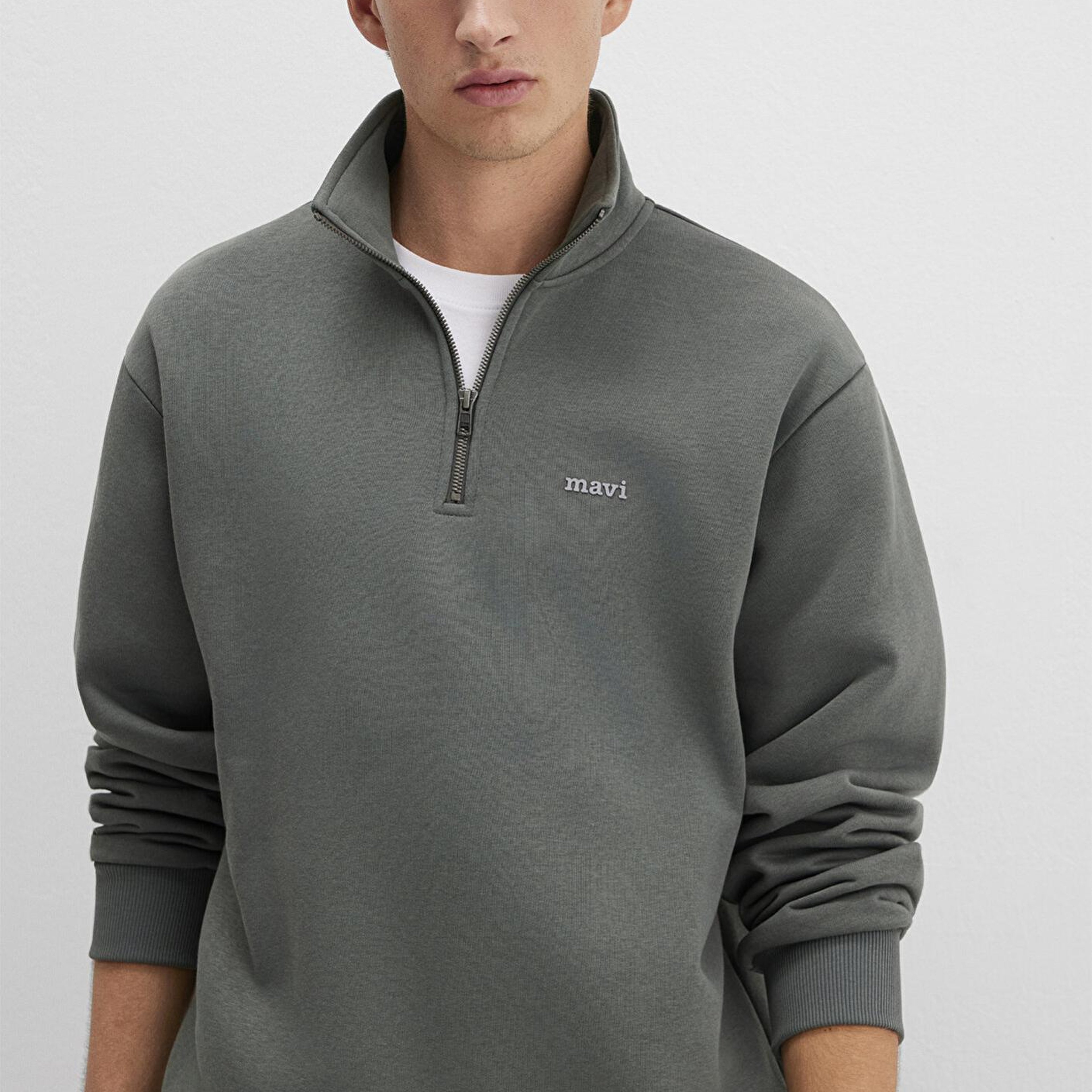 Mavi Yarı Fermuarlı Mavi Logo Baskılı Yeşil Sweatshirt 0S10585-71598