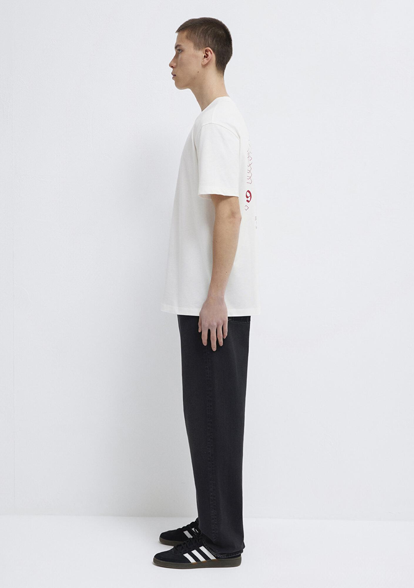 Mavi Mavi Jeans Baskılı Ekru Tişört Loose Fit / Bol Rahat Kesim 0613201-70057