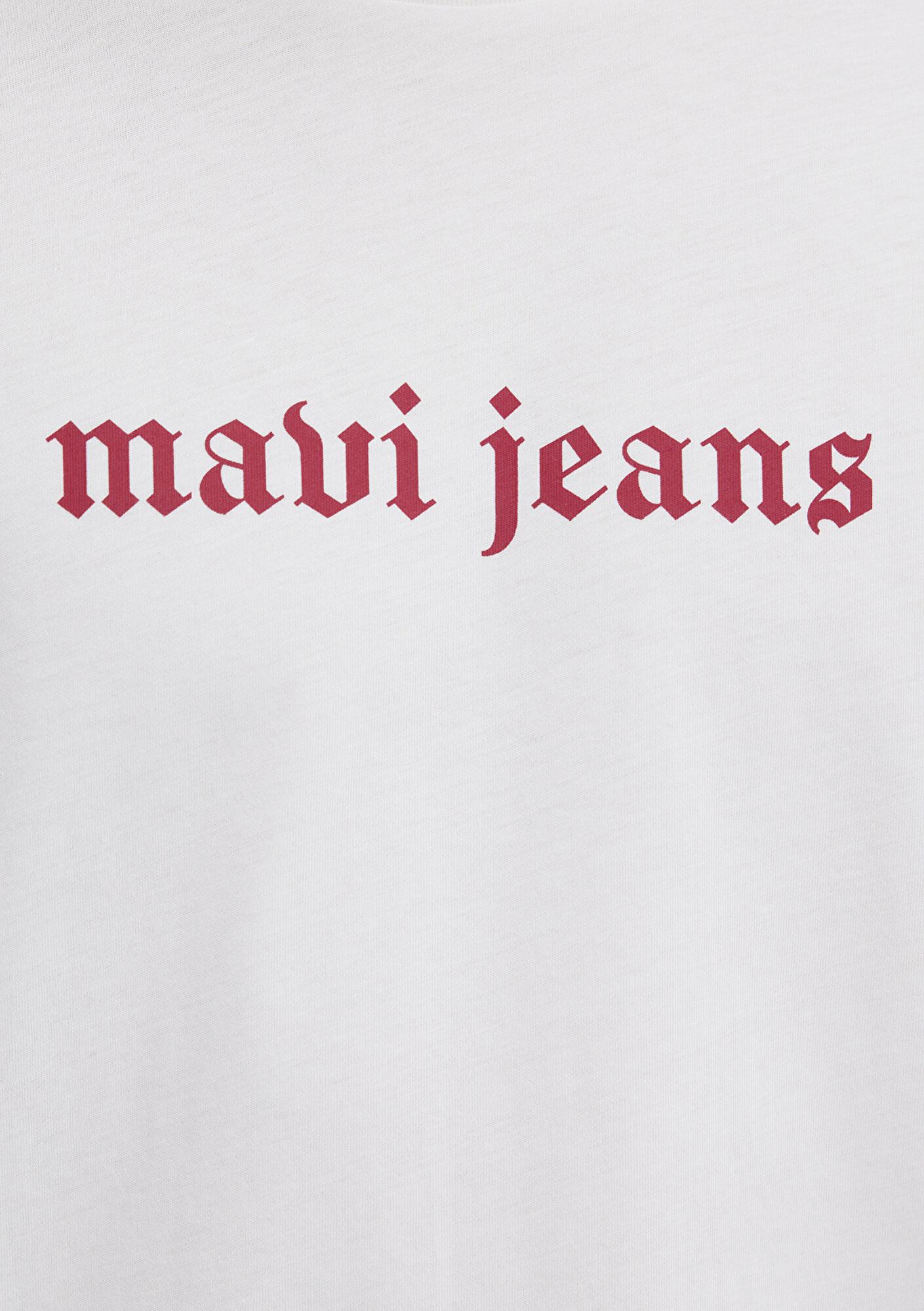 Mavi Mavi Jeans Baskılı Ekru Tişört Loose Fit / Bol Rahat Kesim 0613201-70057