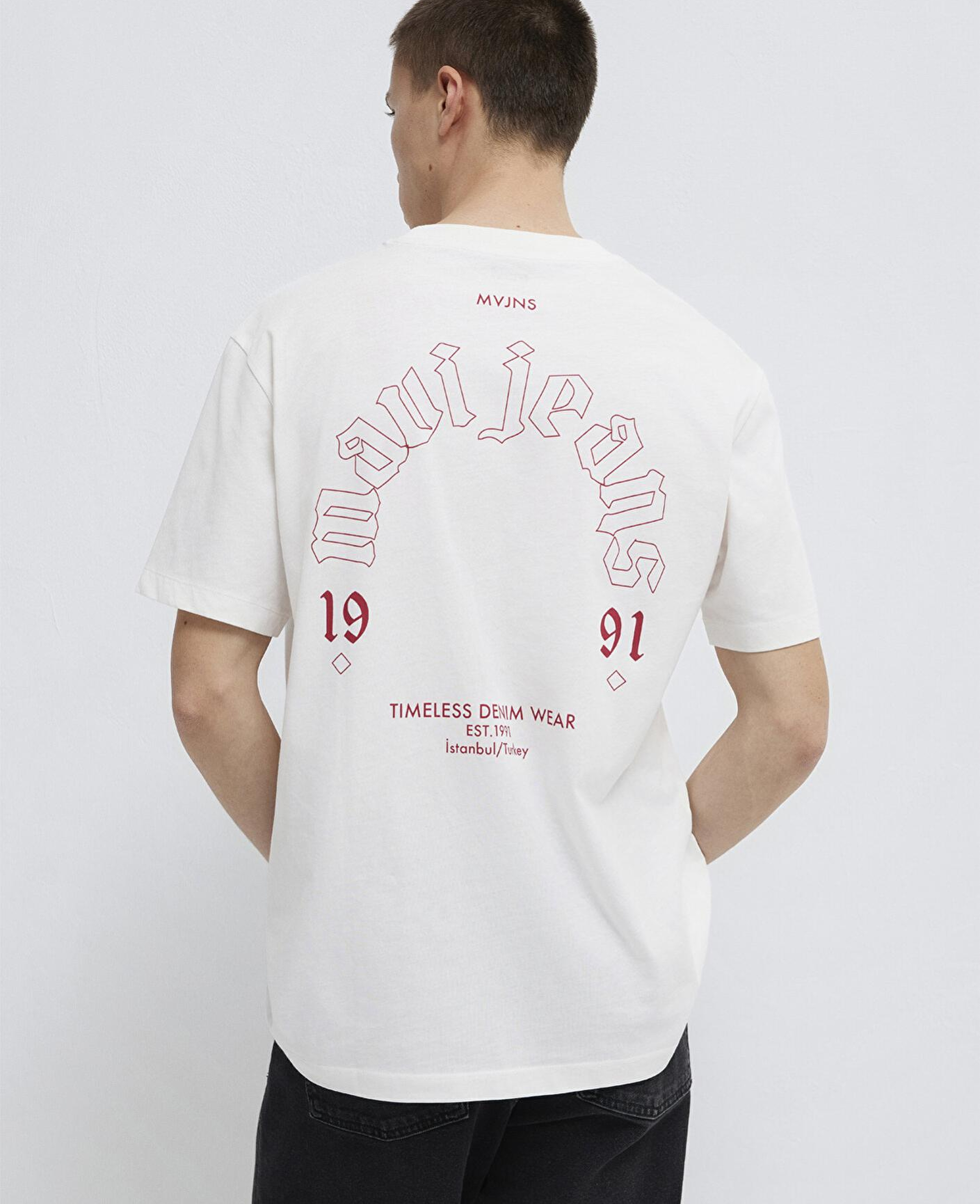 Mavi Mavi Jeans Baskılı Ekru Tişört Loose Fit / Bol Rahat Kesim 0613201-70057