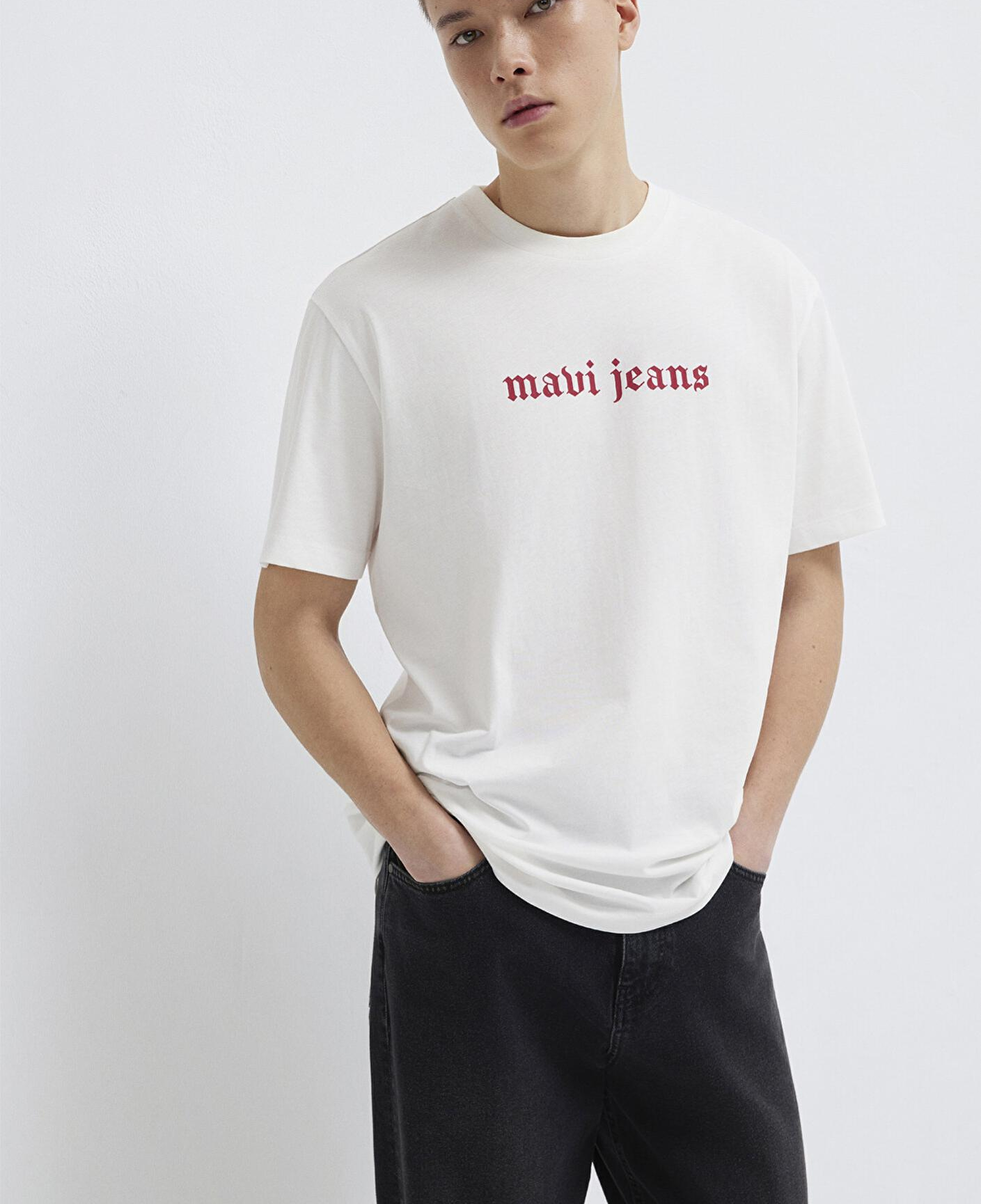 Mavi Mavi Jeans Baskılı Ekru Tişört Loose Fit / Bol Rahat Kesim 0613201-70057