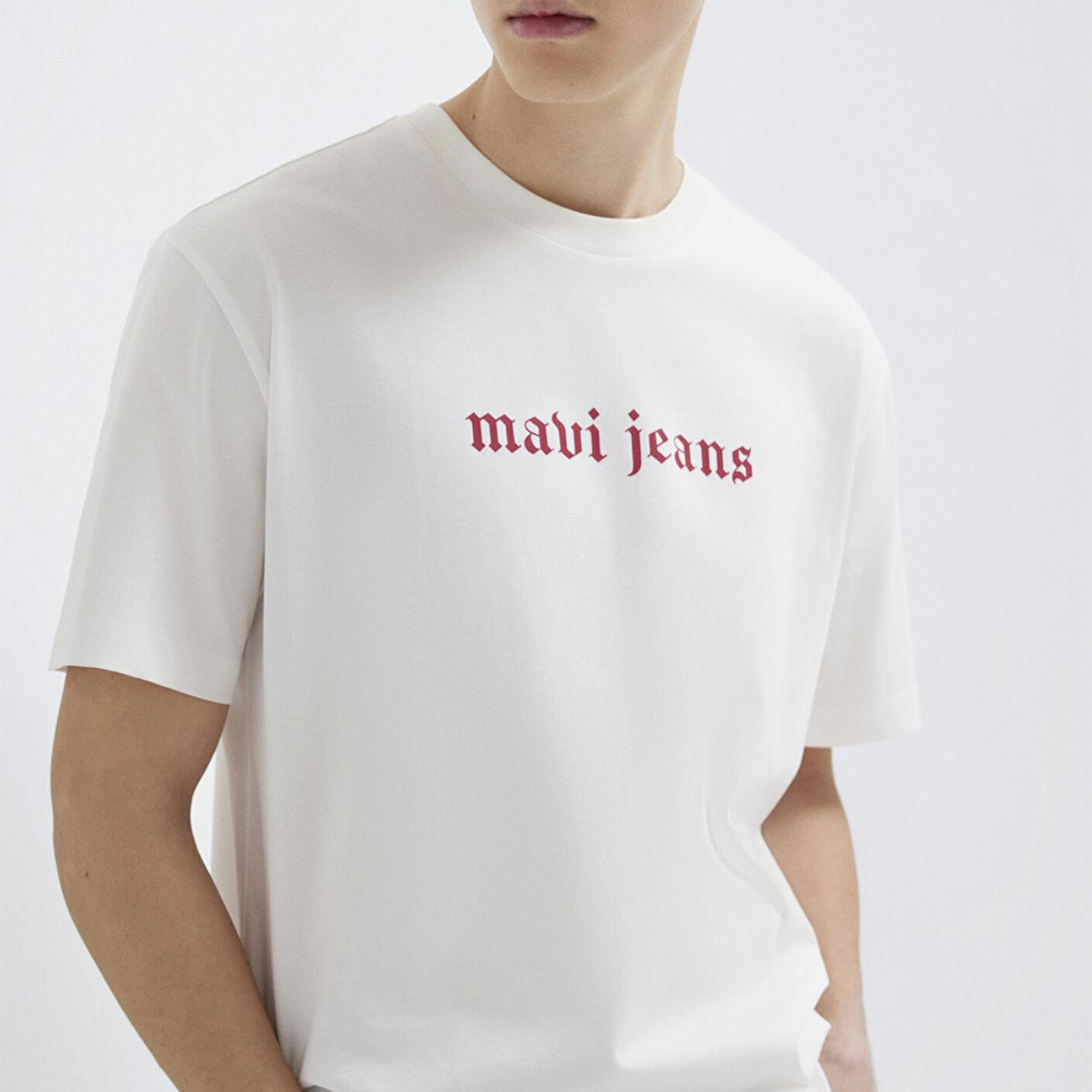 Mavi Mavi Jeans Baskılı Ekru Tişört Loose Fit / Bol Rahat Kesim 0613201-70057