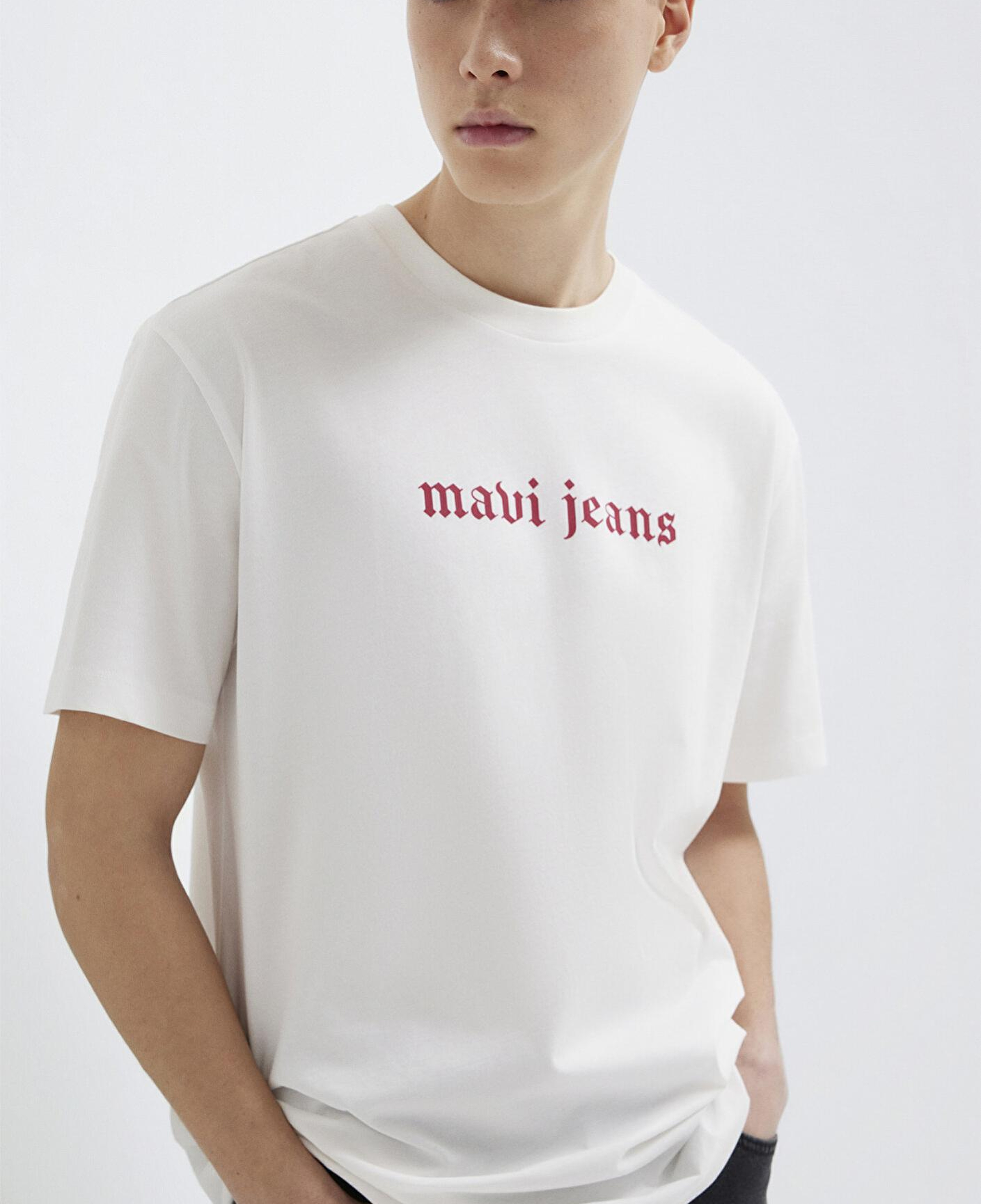 Mavi Mavi Jeans Baskılı Ekru Tişört Loose Fit / Bol Rahat Kesim 0613201-70057