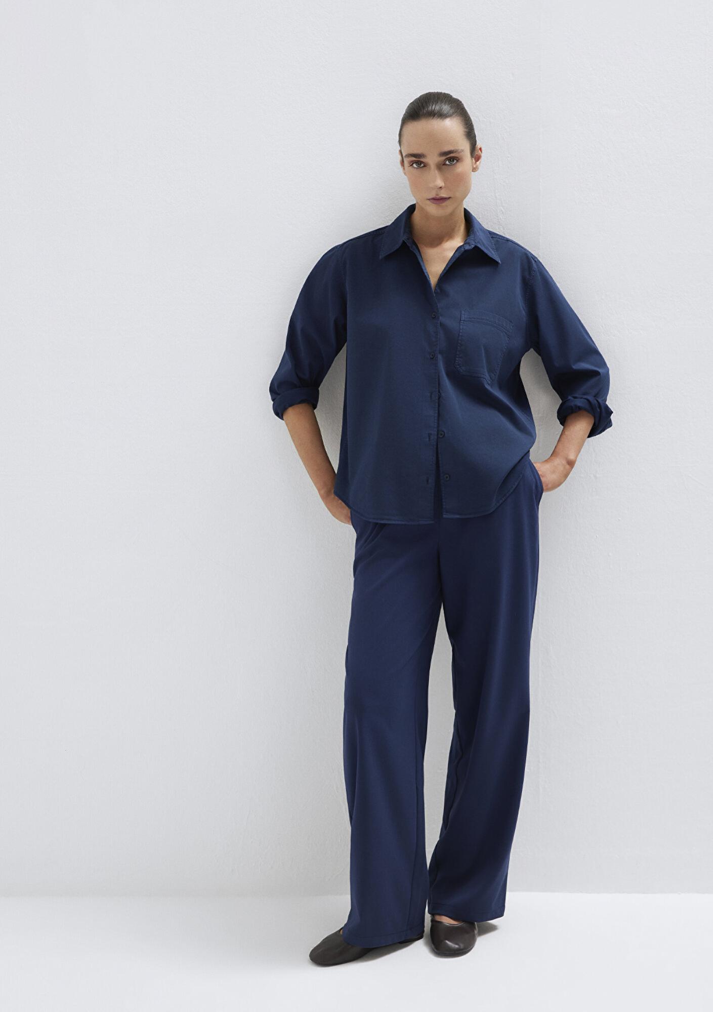 Mavi Beli Bağcıklı Lacivert Pantolon 1011153-70497