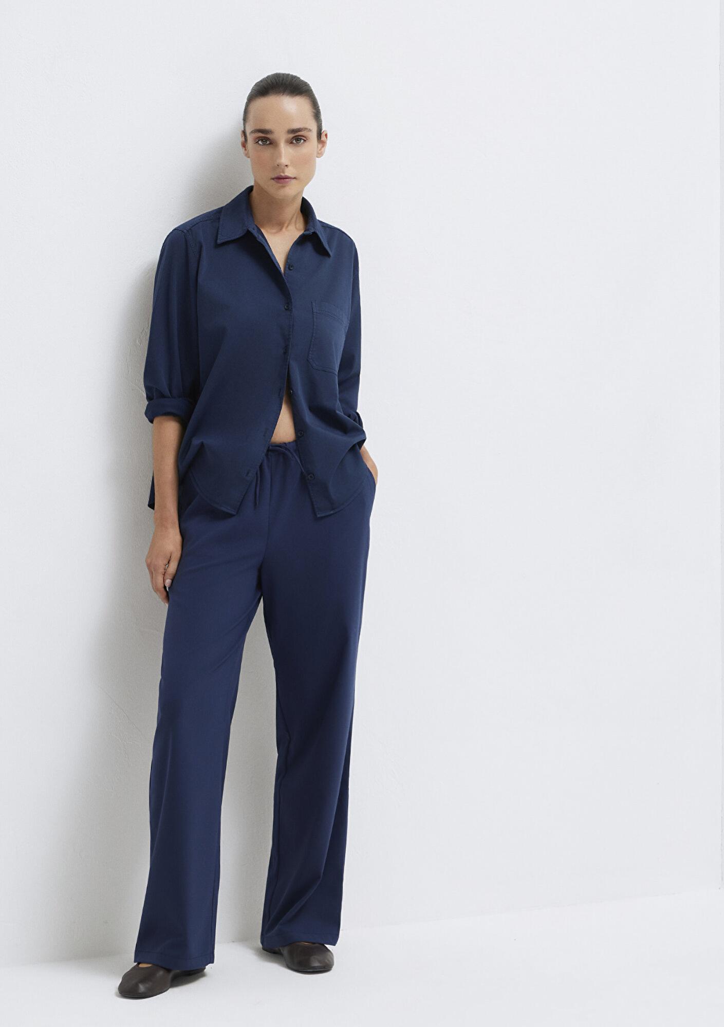 Mavi Beli Bağcıklı Lacivert Pantolon 1011153-70497