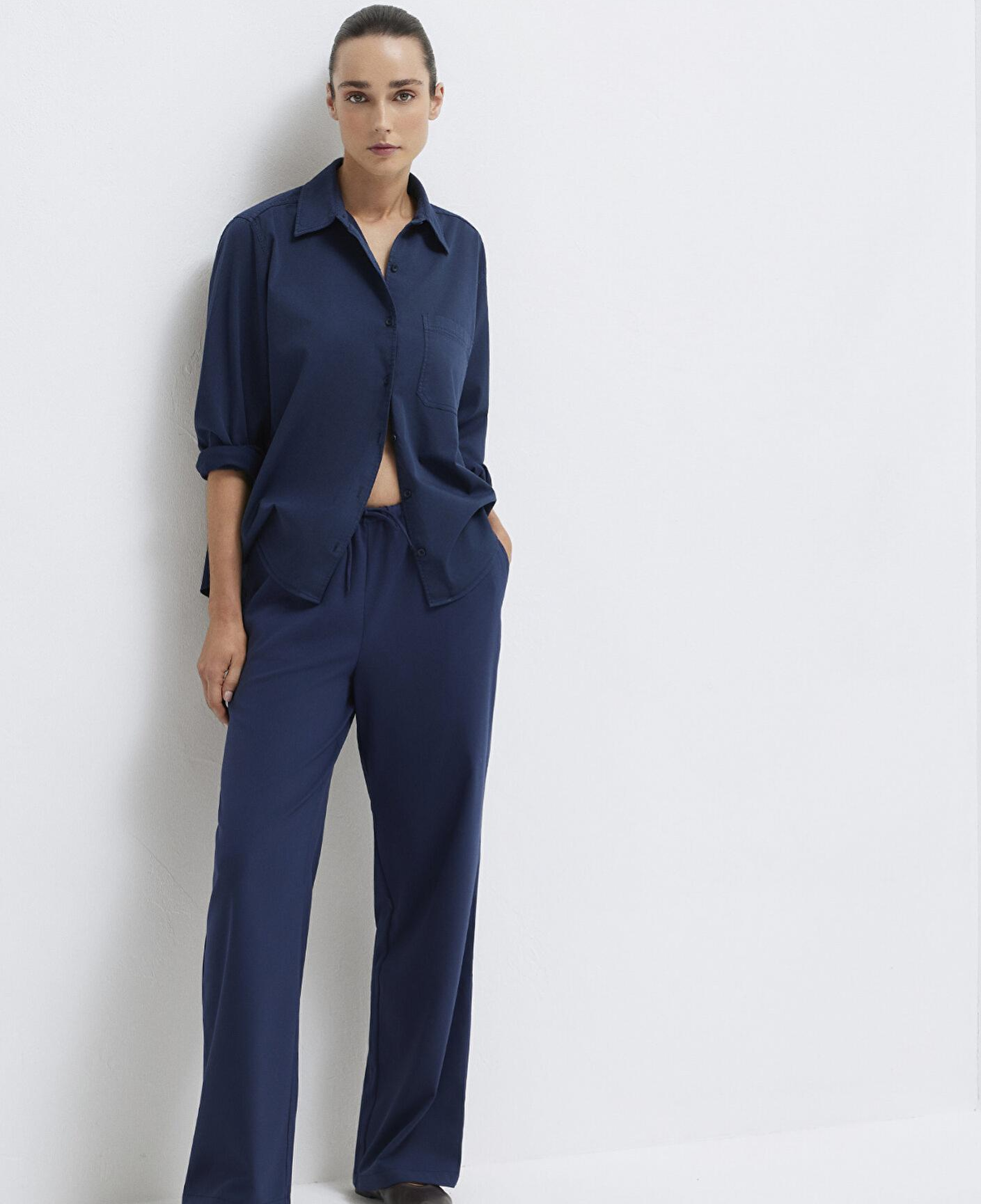 Mavi Beli Bağcıklı Lacivert Pantolon 1011153-70497