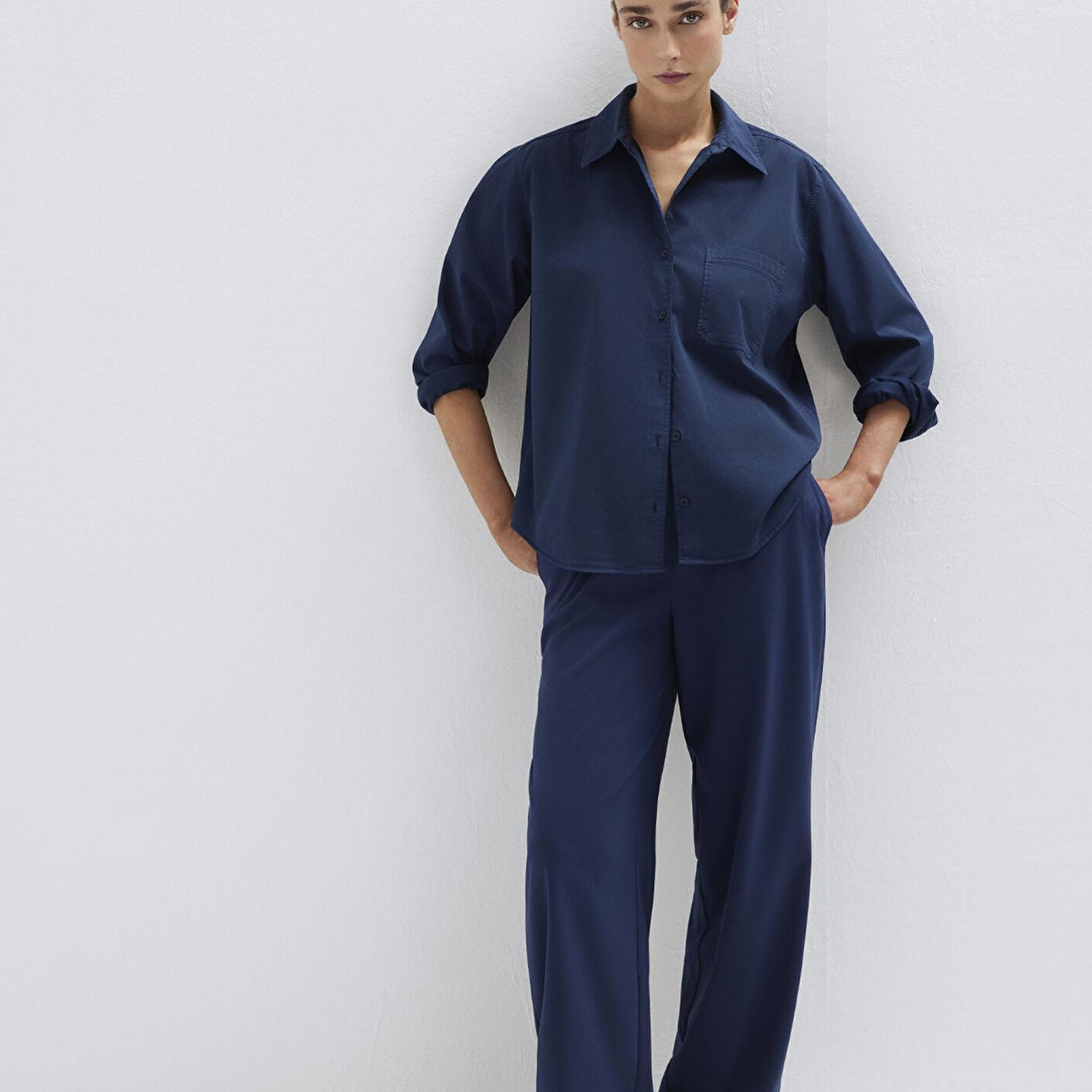 Mavi Beli Bağcıklı Lacivert Pantolon 1011153-70497