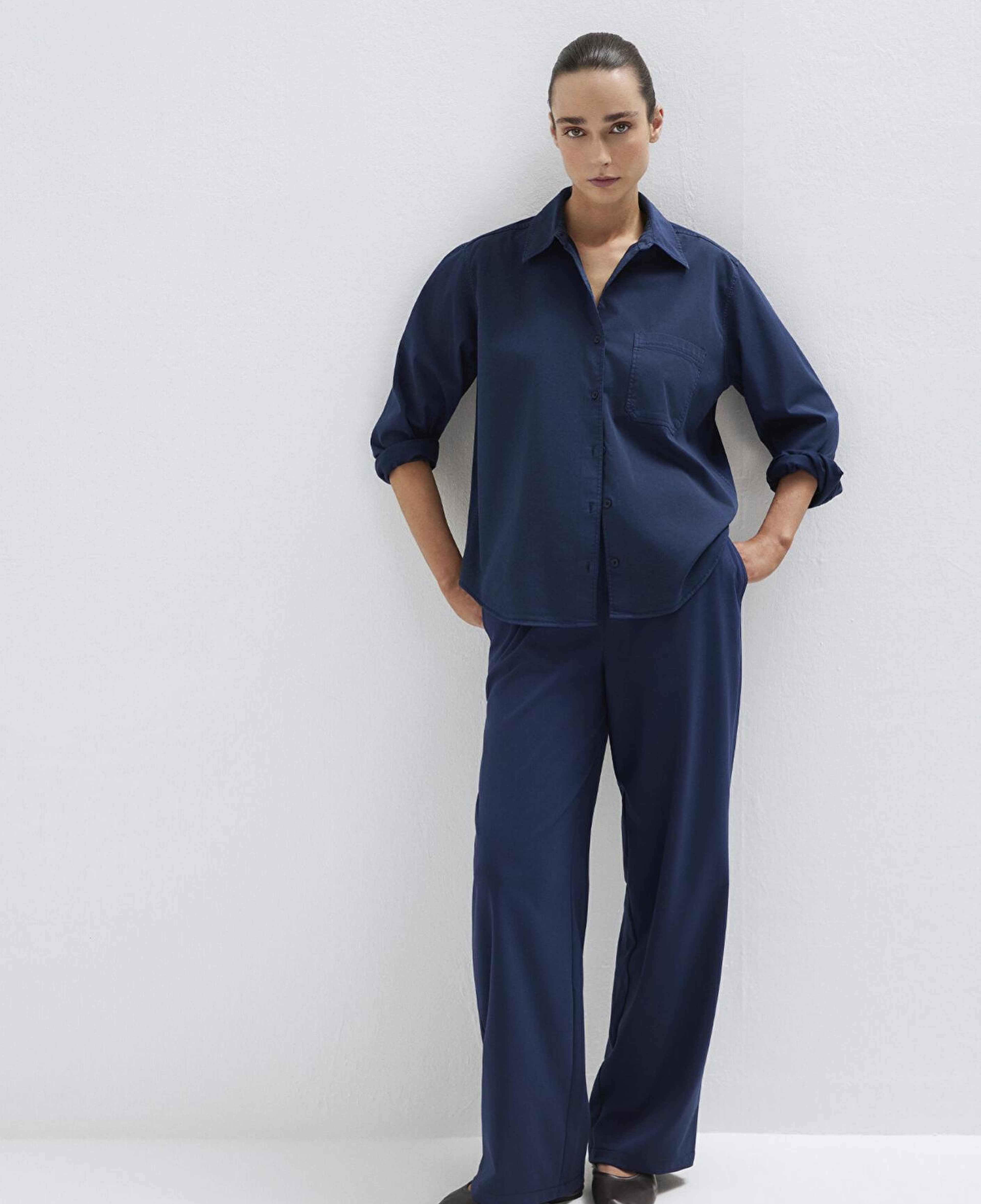 Mavi Beli Bağcıklı Lacivert Pantolon 1011153-70497