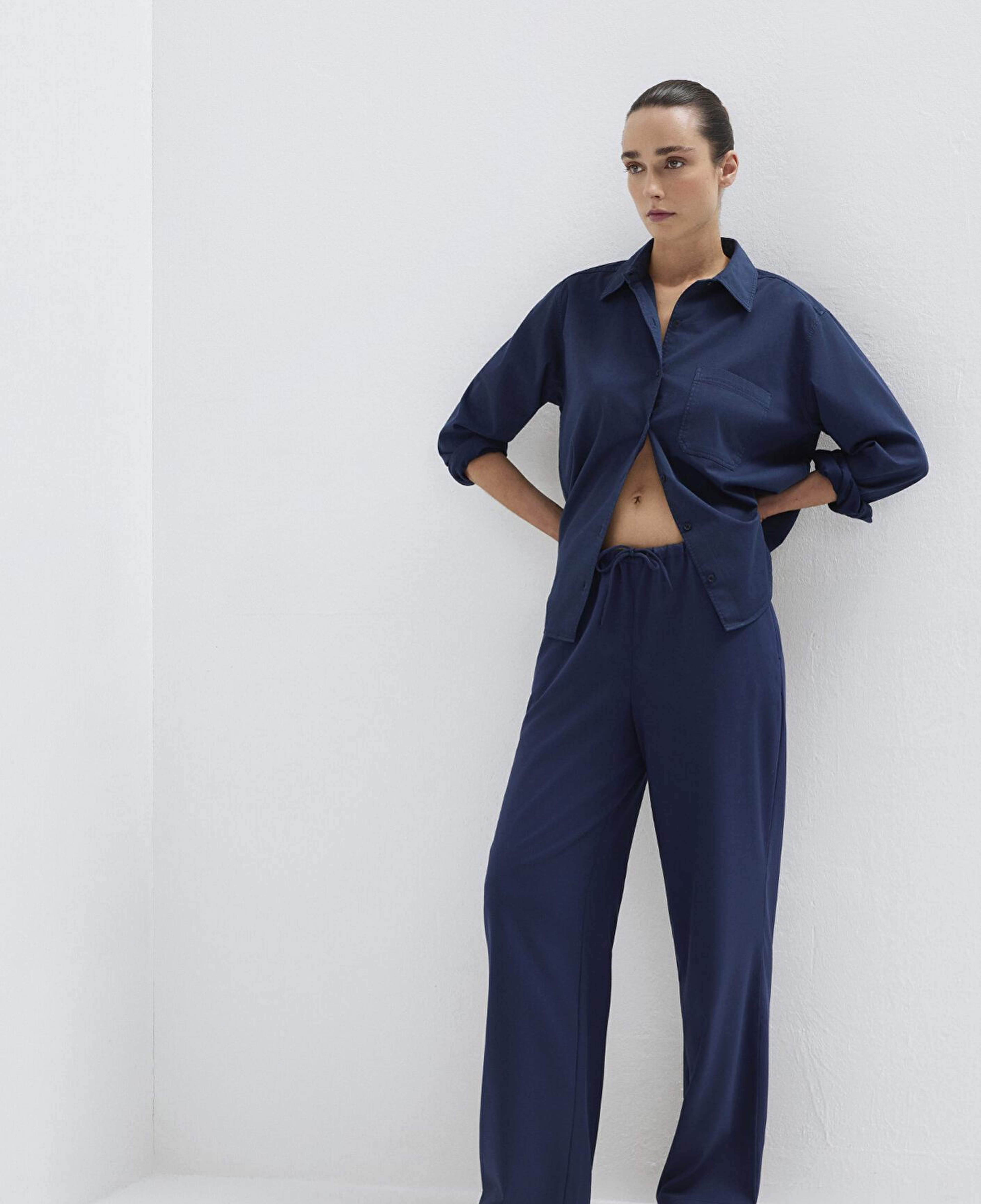 Mavi Beli Bağcıklı Lacivert Pantolon 1011153-70497