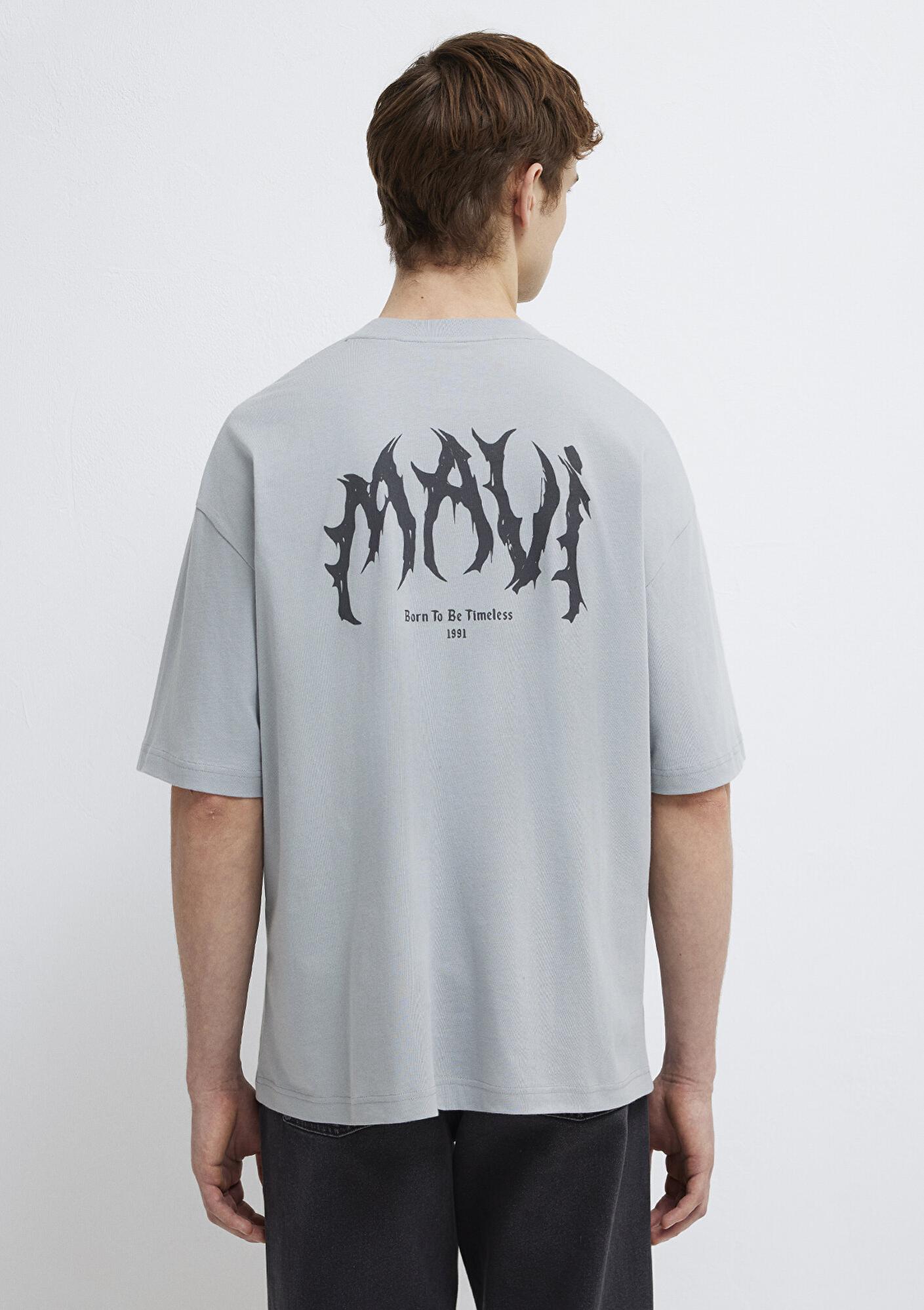 Mavi Mavi Sırt Baskılı Gri Tişört Oversize / Geniş Kesim 0613210-70093