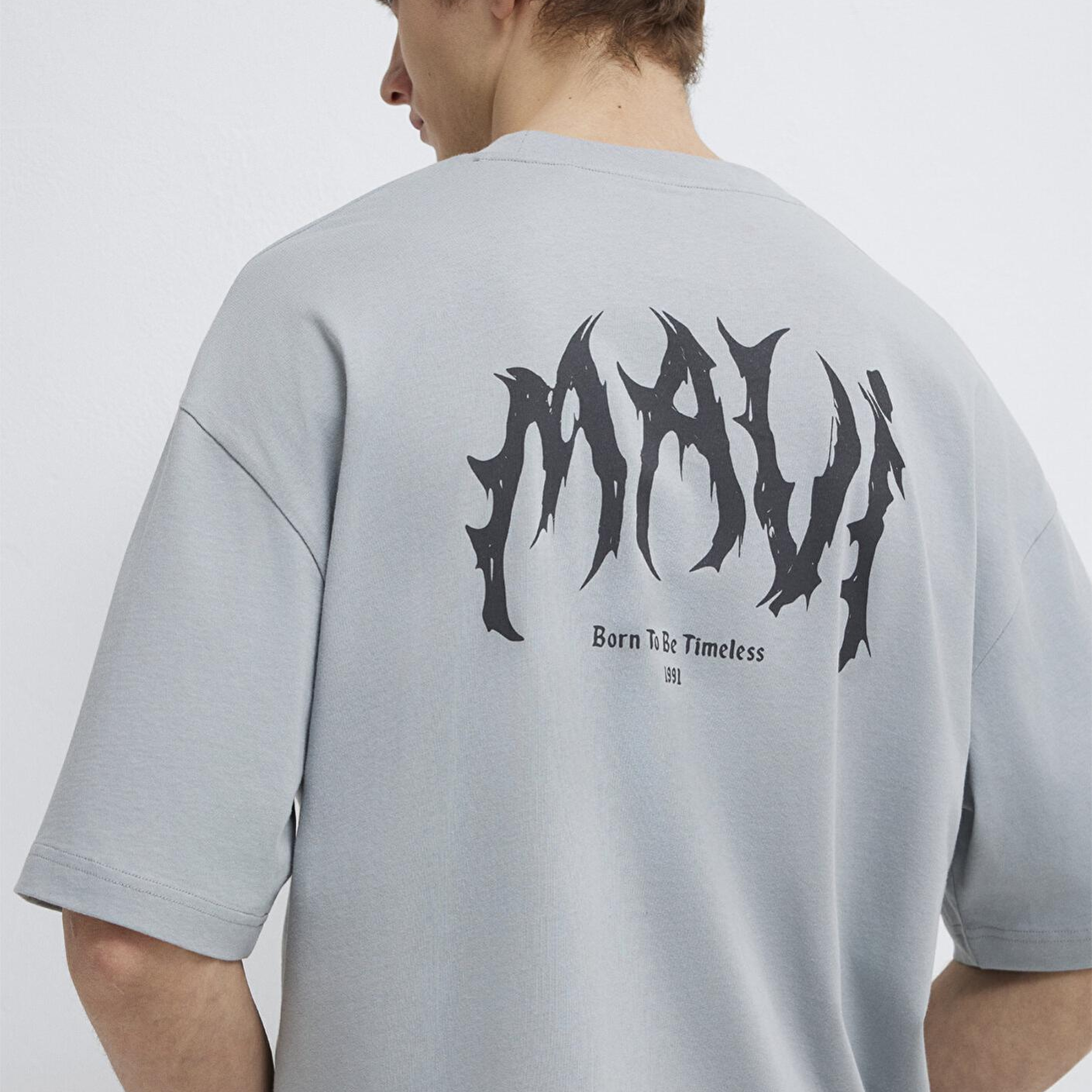 Mavi Mavi Sırt Baskılı Gri Tişört Oversize / Geniş Kesim 0613210-70093