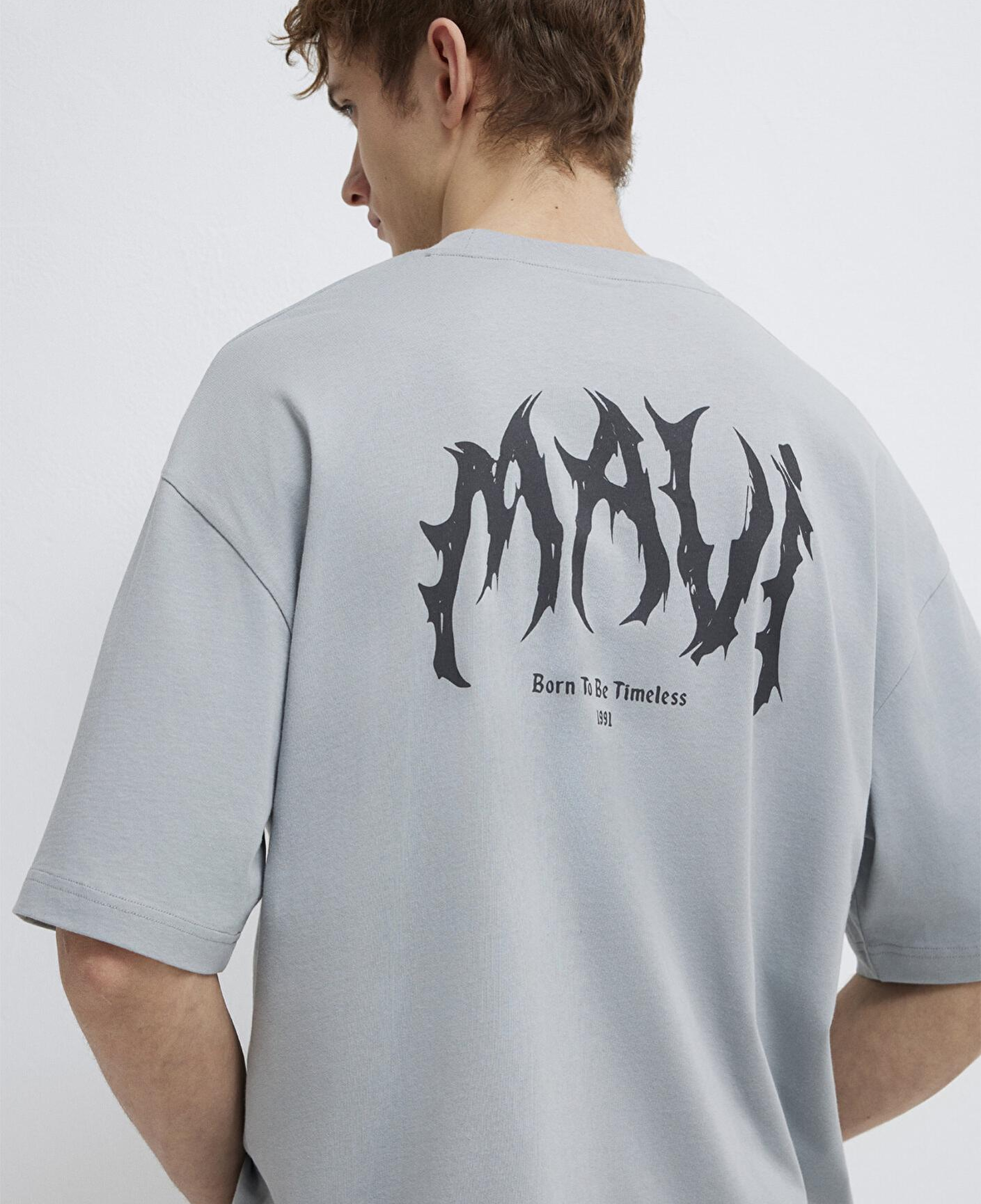 Mavi Mavi Sırt Baskılı Gri Tişört Oversize / Geniş Kesim 0613210-70093