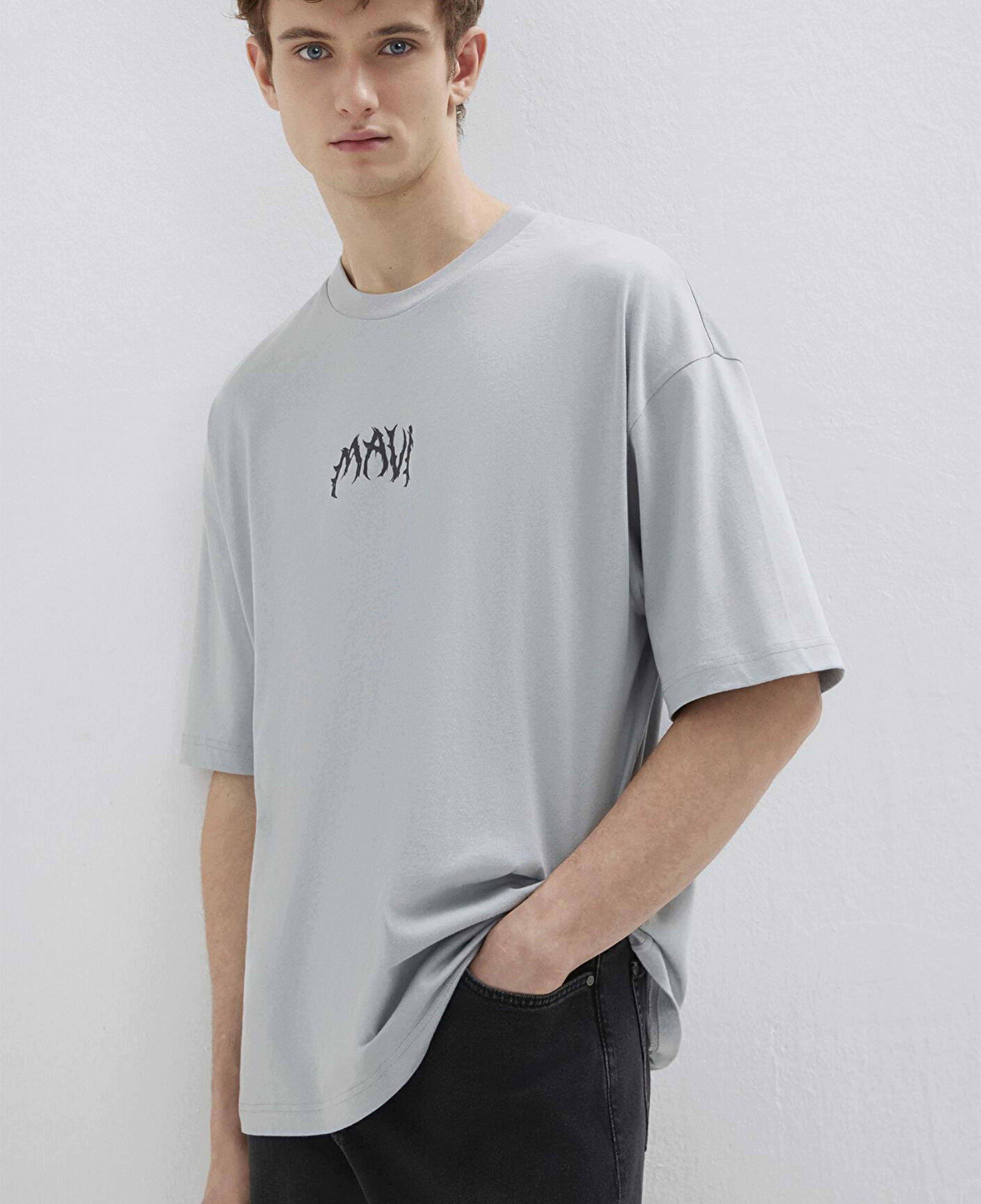 Mavi Mavi Sırt Baskılı Gri Tişört Oversize / Geniş Kesim 0613210-70093