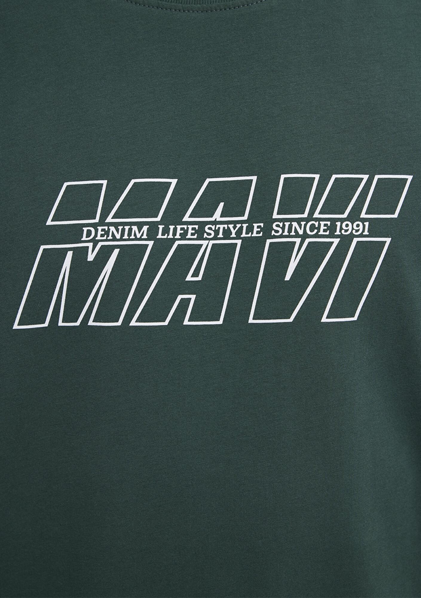 Mavi Mavi Logo Baskılı Yeşil Tişört Oversize / Geniş Kesim 0611827-71601