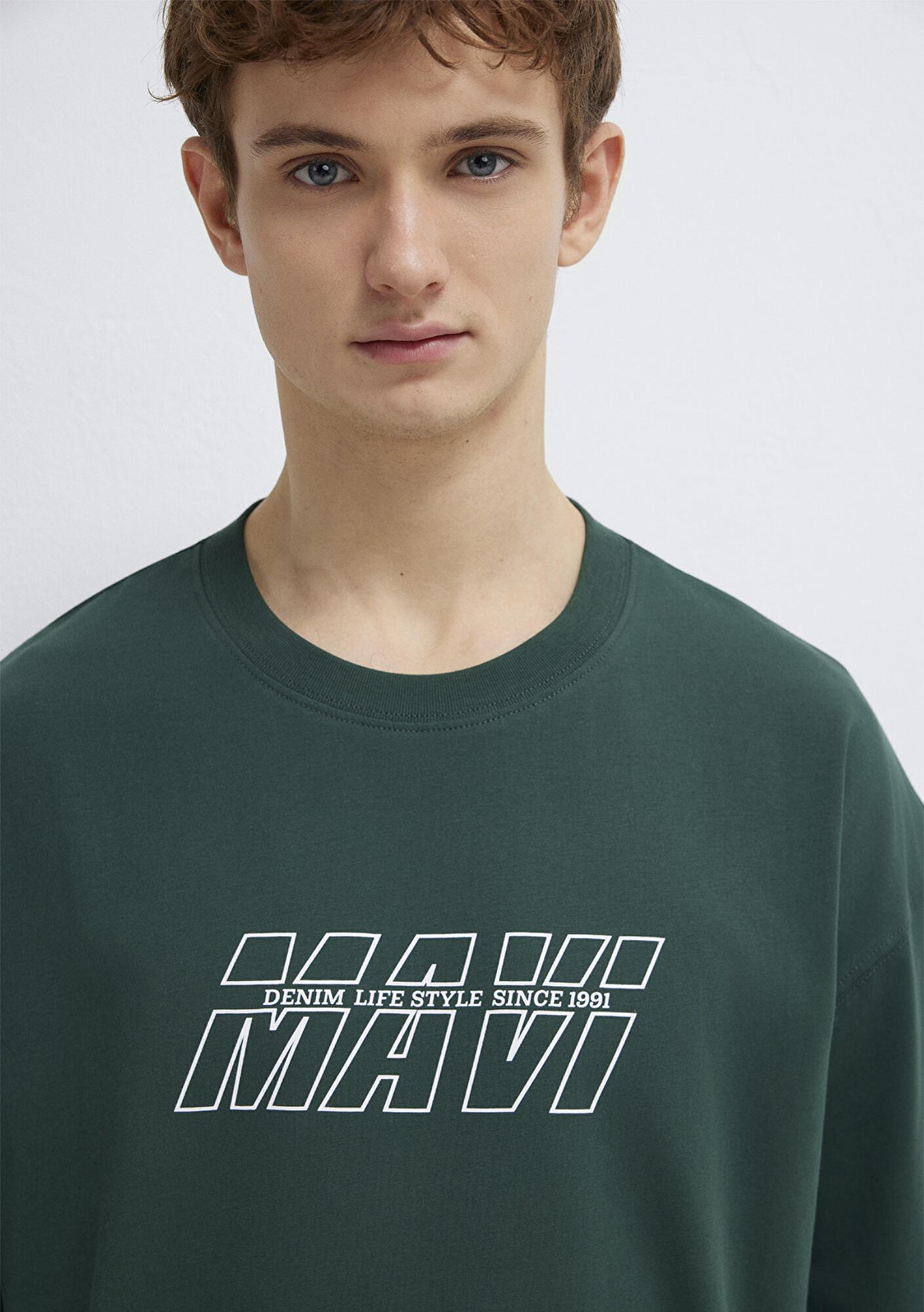 Mavi Mavi Logo Baskılı Yeşil Tişört Oversize / Geniş Kesim 0611827-71601