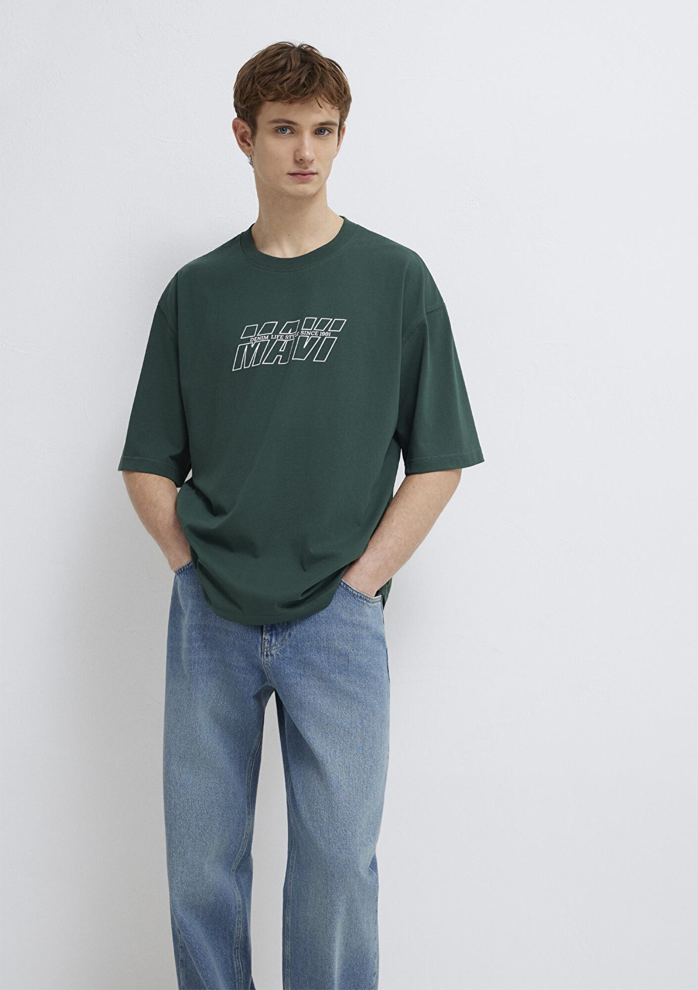 Mavi Mavi Logo Baskılı Yeşil Tişört Oversize / Geniş Kesim 0611827-71601