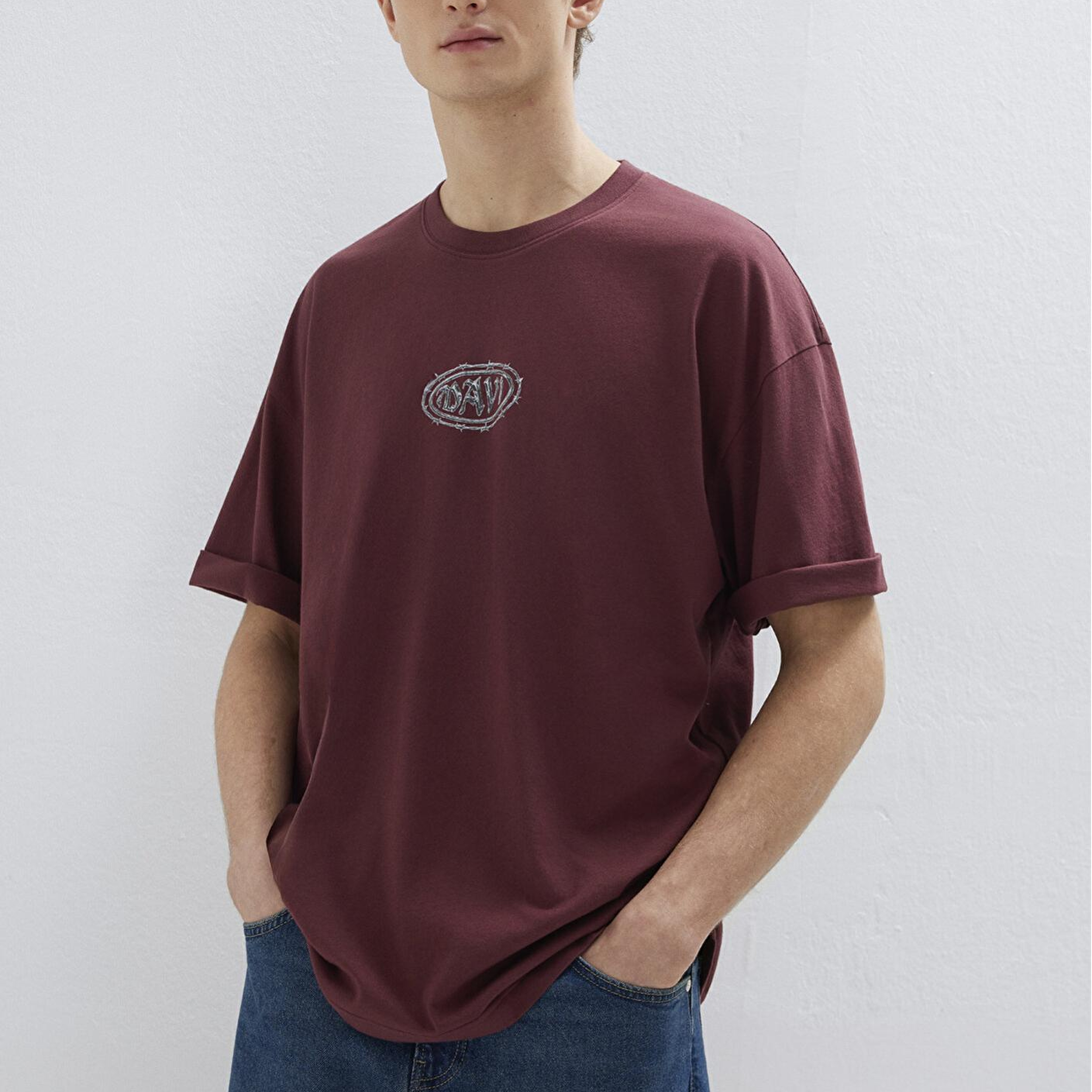 Mavi Mavi Baskılı Bordo Tişört Oversize / Geniş Kesim 0613211-70396