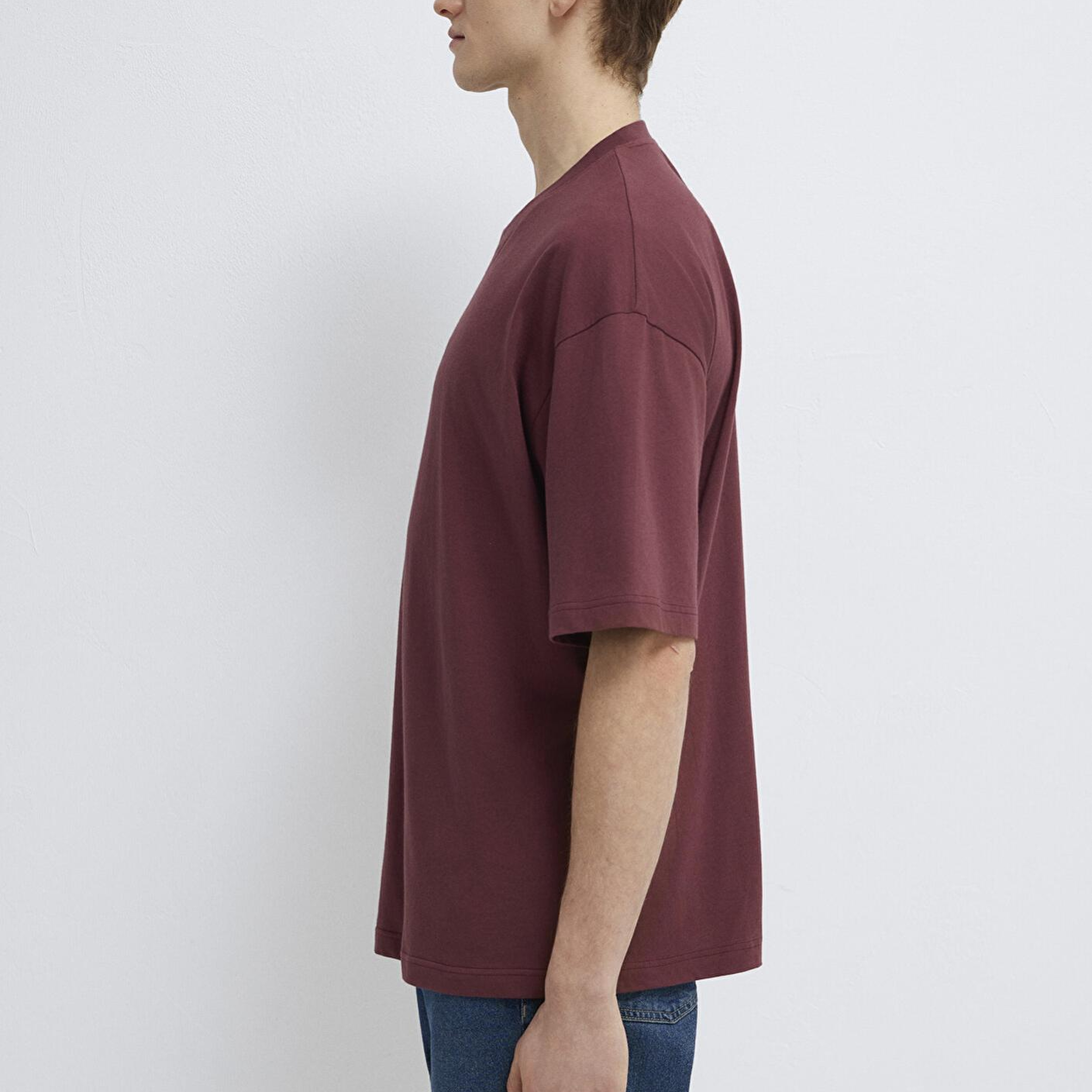 Mavi Mavi Baskılı Bordo Tişört Oversize / Geniş Kesim 0613211-70396