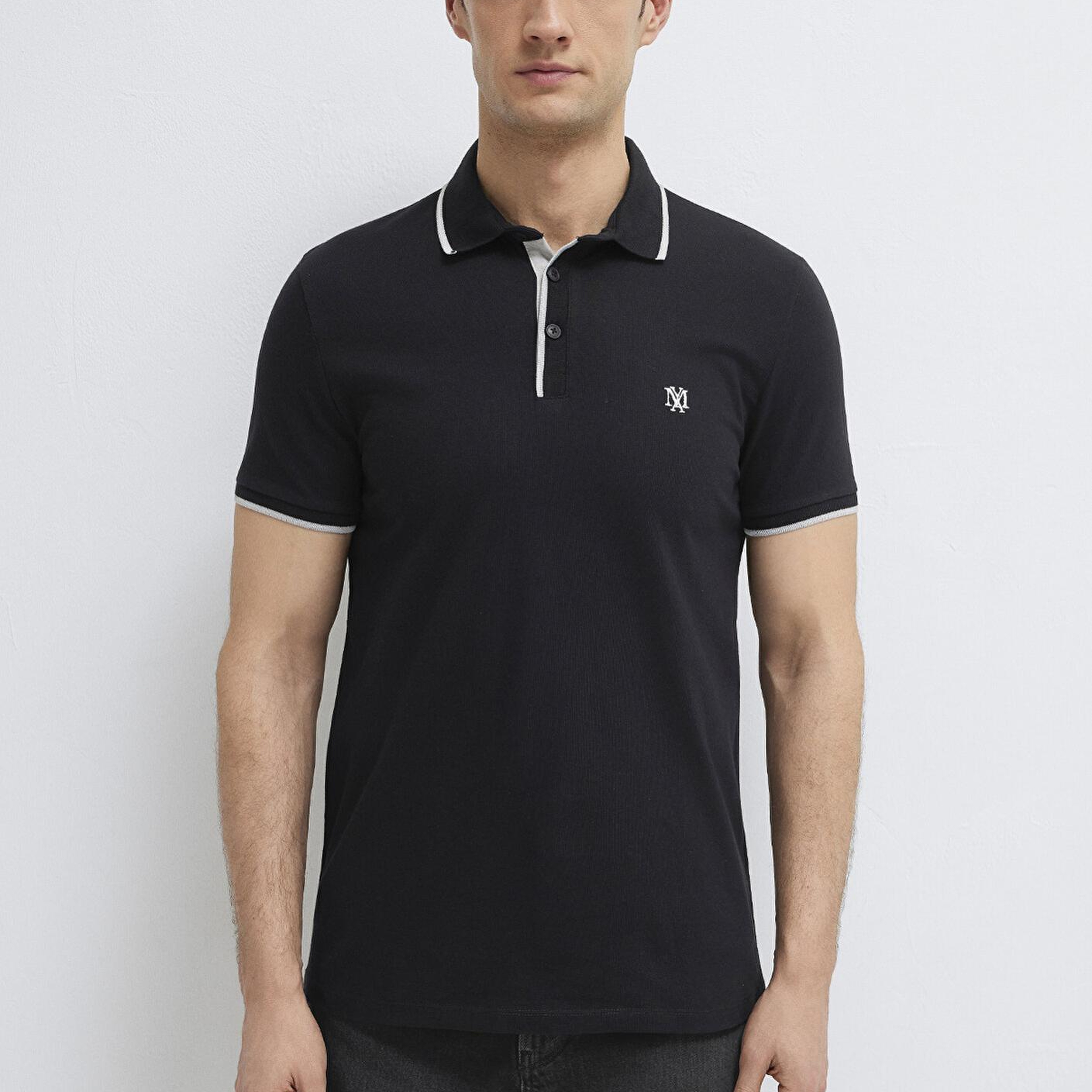 Mavi Mühür Logo Siyah Polo Tişört Fitted / Vücuda Oturan Kesim 0613266-900