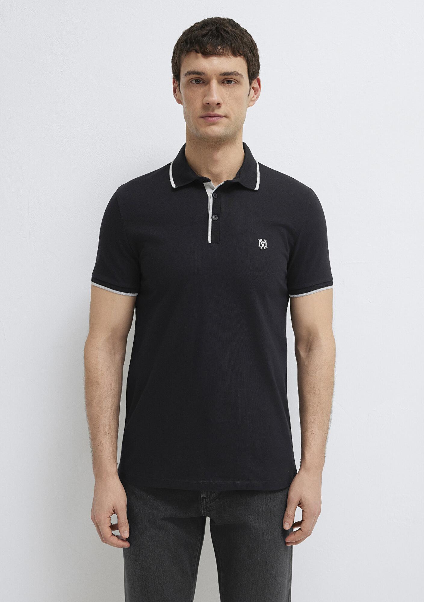 Mavi Mühür Logo Siyah Polo Tişört Fitted / Vücuda Oturan Kesim 0613266-900