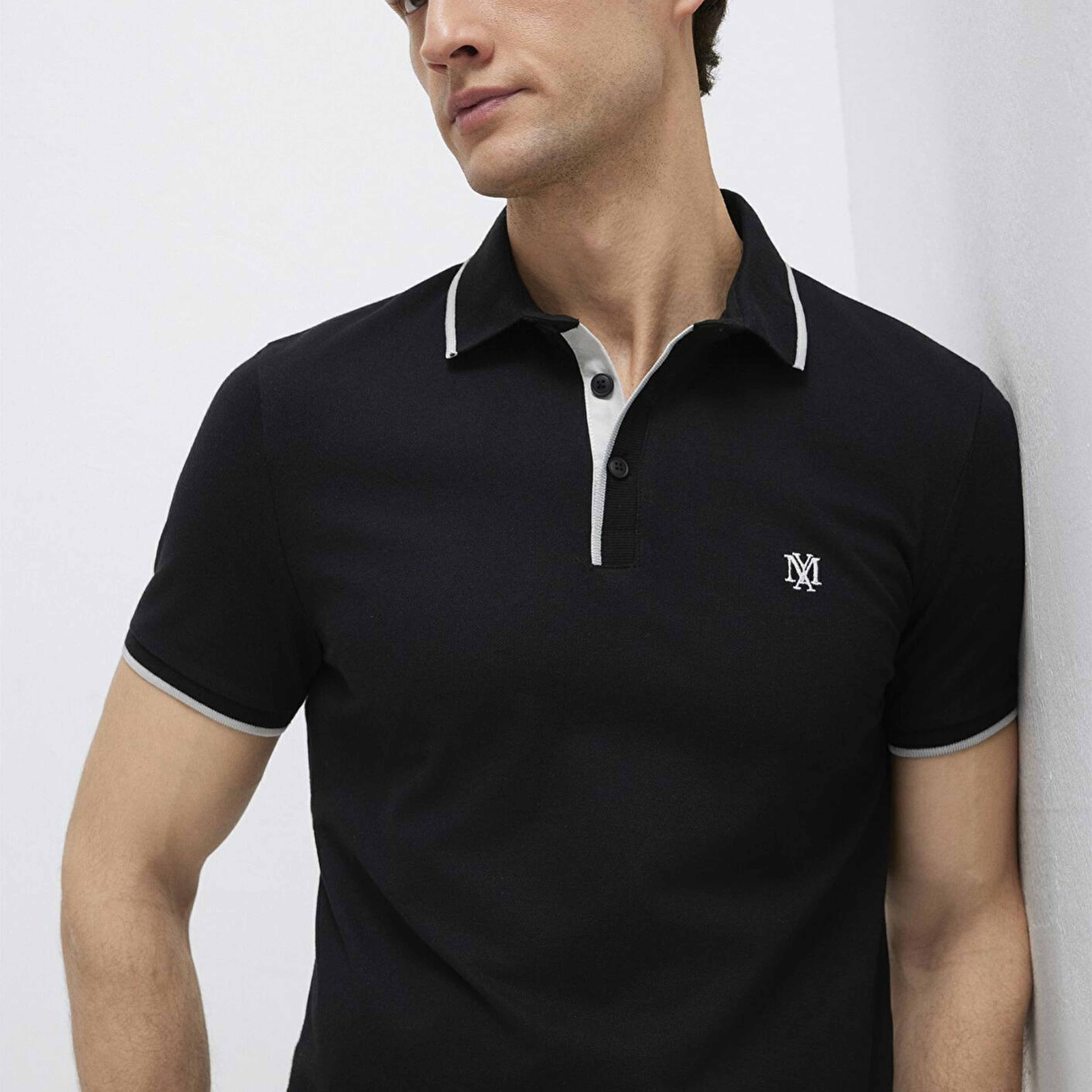 Mavi Mühür Logo Siyah Polo Tişört Fitted / Vücuda Oturan Kesim 0613266-900