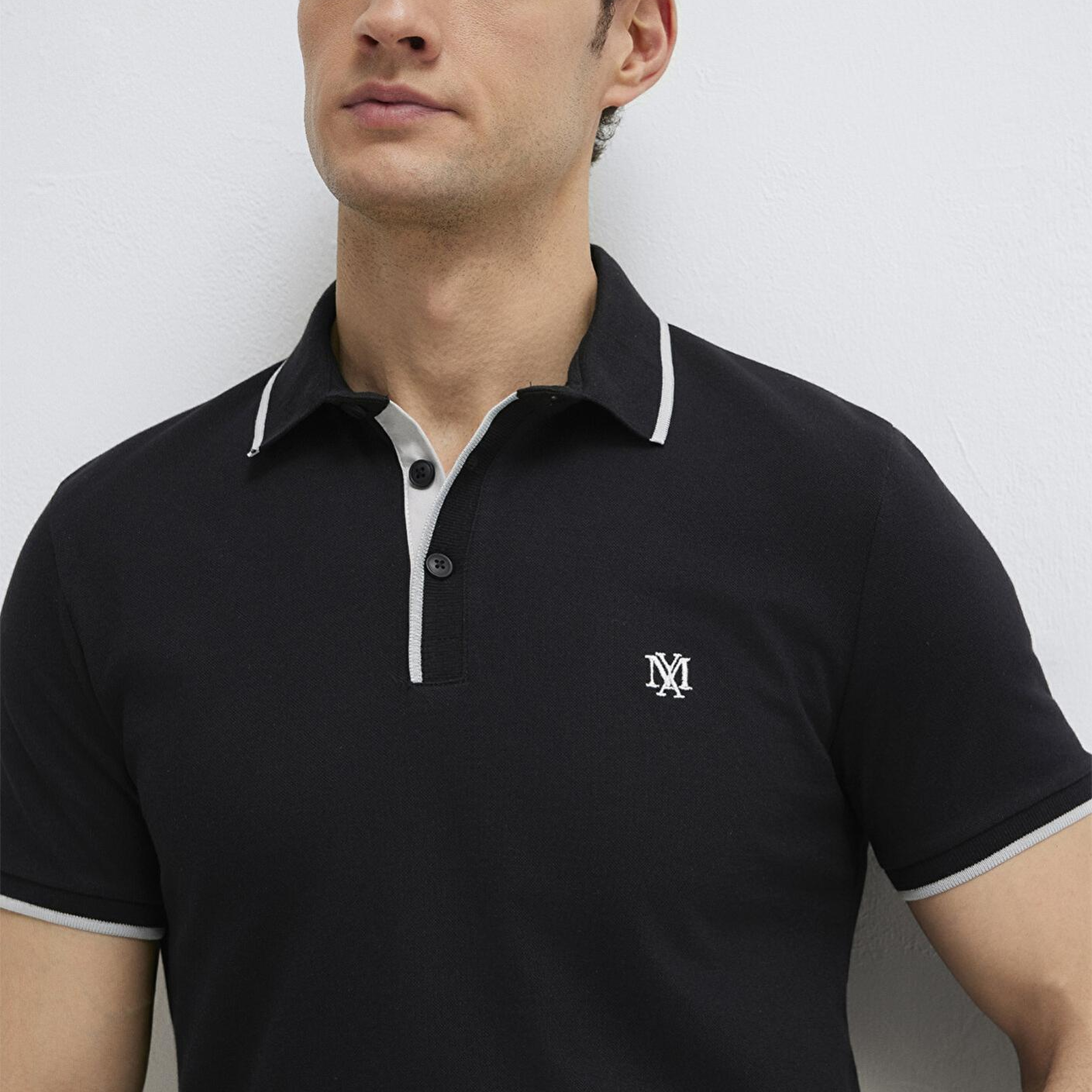 Mavi Mühür Logo Siyah Polo Tişört Fitted / Vücuda Oturan Kesim 0613266-900