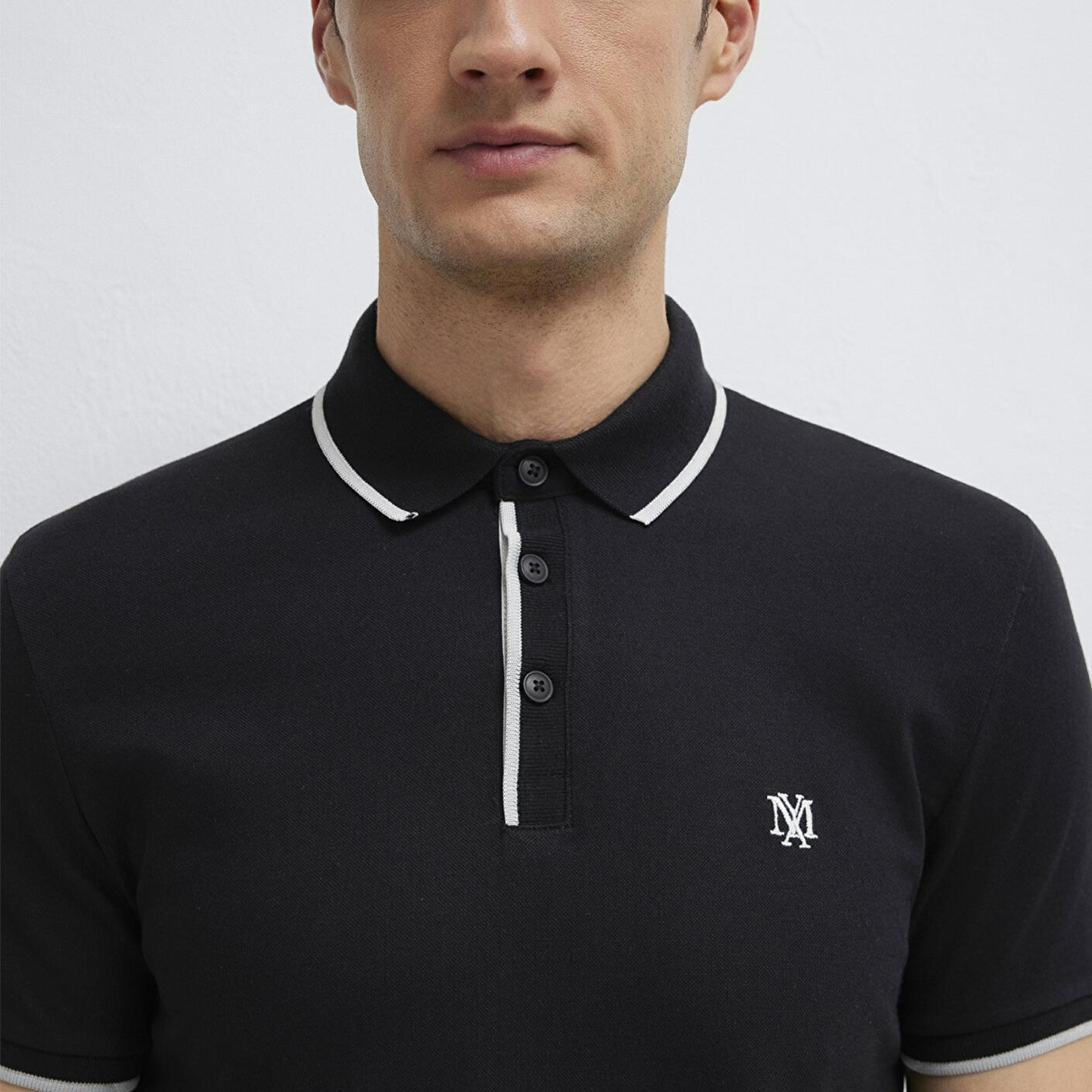 Mavi Mühür Logo Siyah Polo Tişört Fitted / Vücuda Oturan Kesim 0613266-900