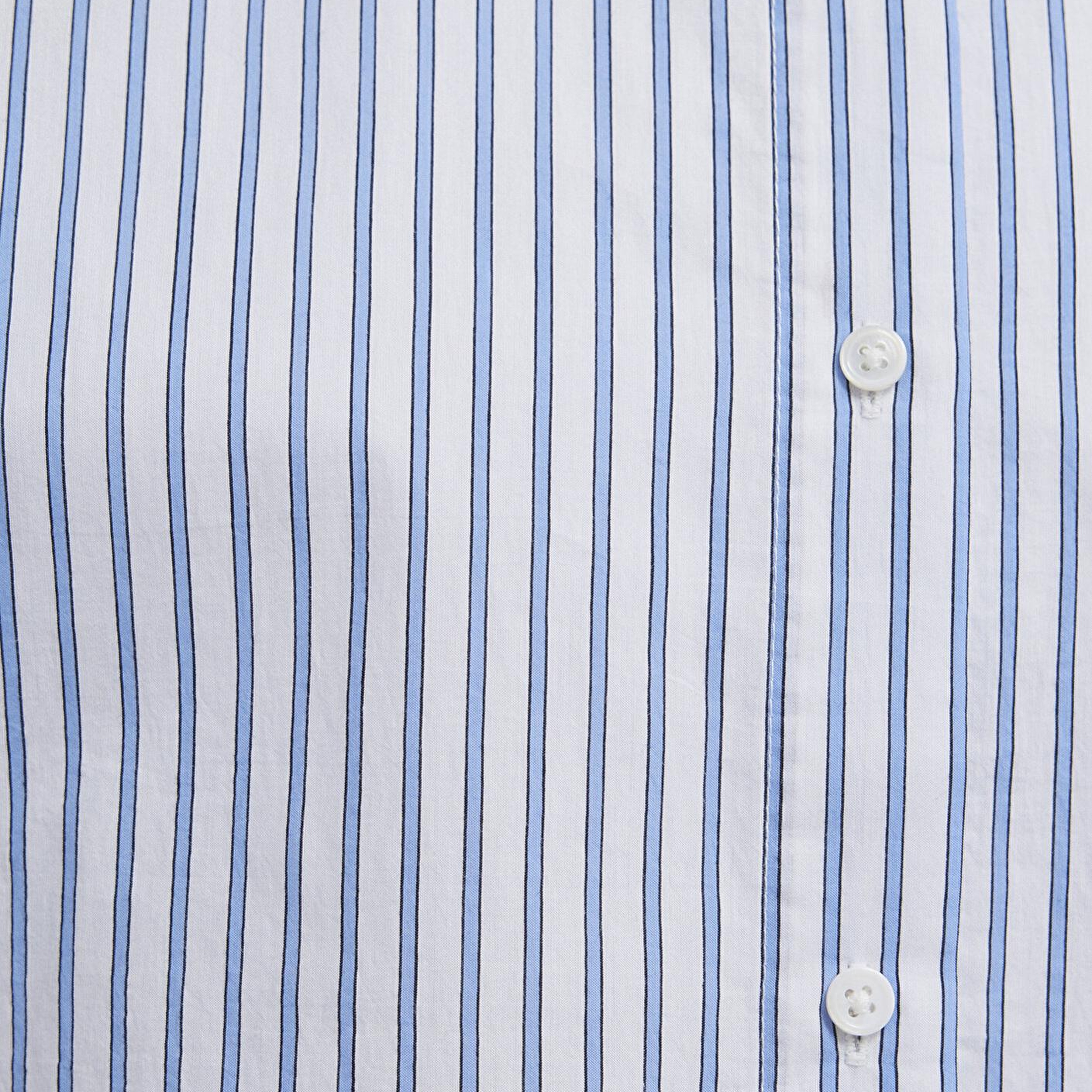 Mavi Çizgili Mavi Gömlek Oversize / Geniş Kesim 1211342-80767