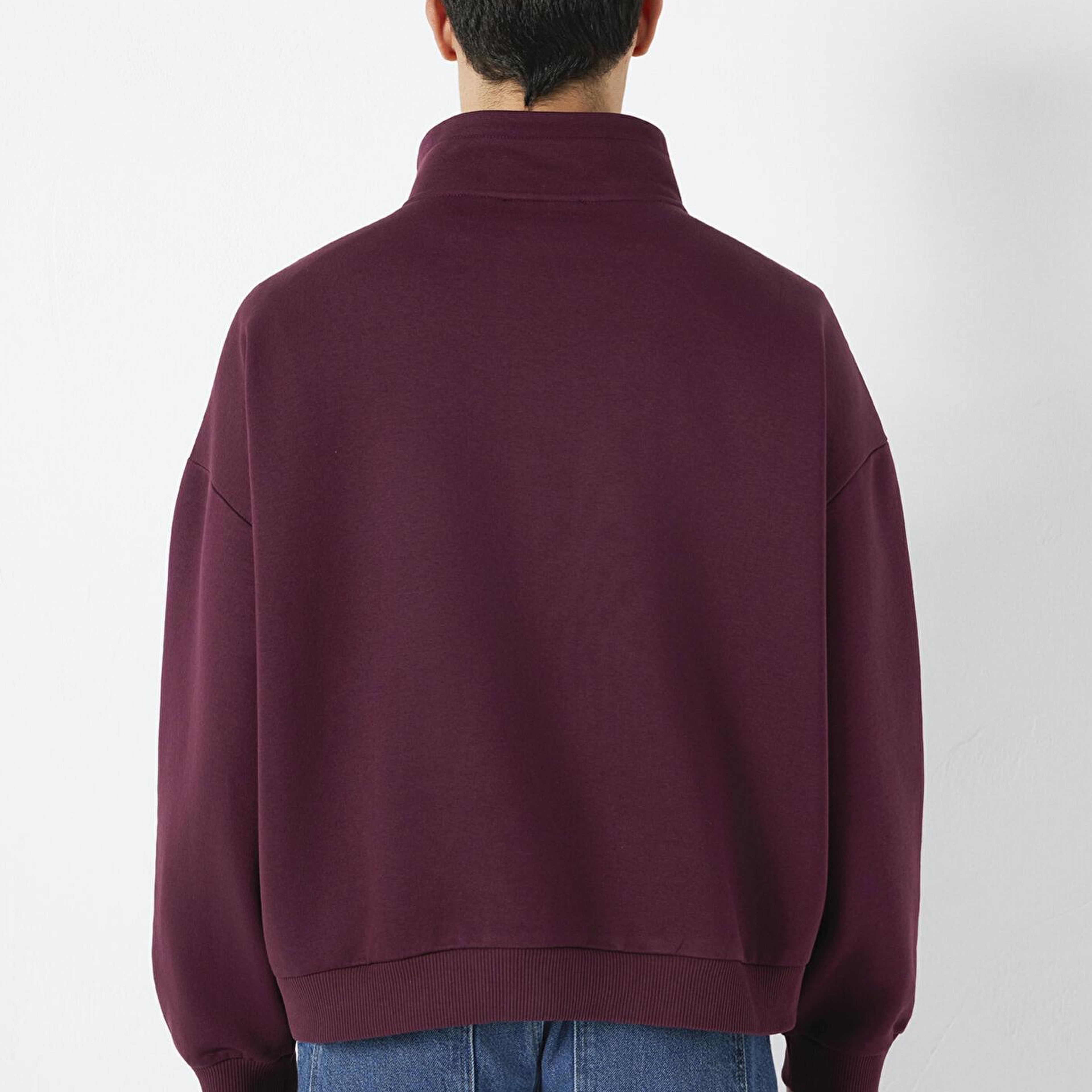 Mavi Mavi Logo Baskılı Yarı Fermuarlı Bordo Sweatshirt 0S10208-70434