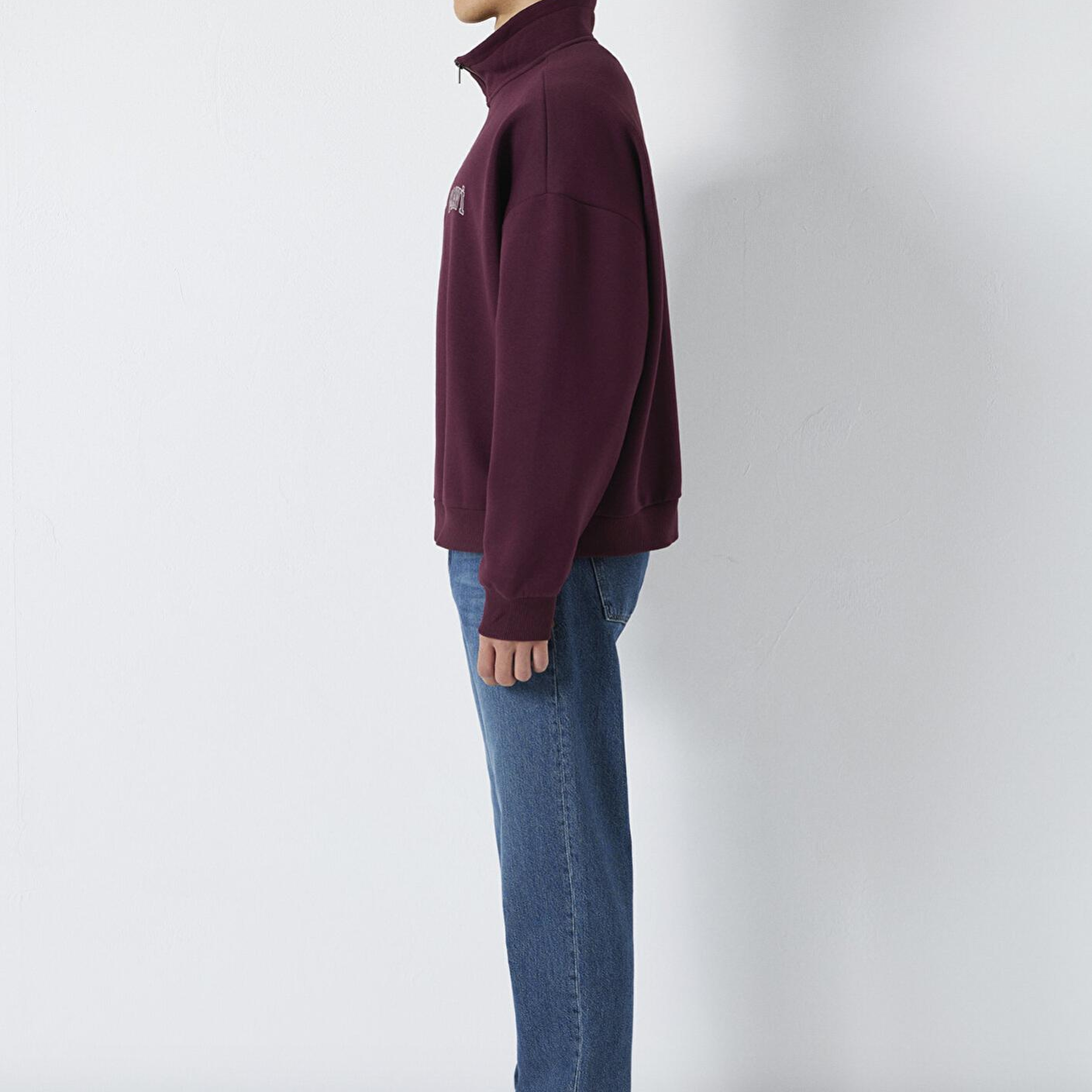 Mavi Mavi Logo Baskılı Yarı Fermuarlı Bordo Sweatshirt 0S10208-70434