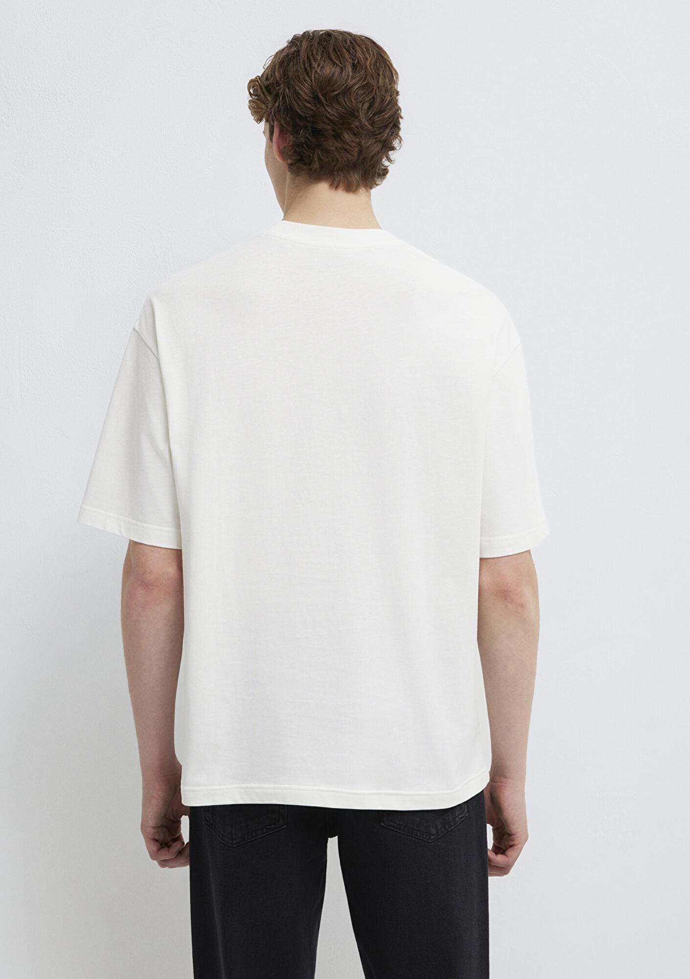 Mavi Mavi Logo Baskılı Ekru Tişört Oversize / Geniş Kesim 0613178-70057