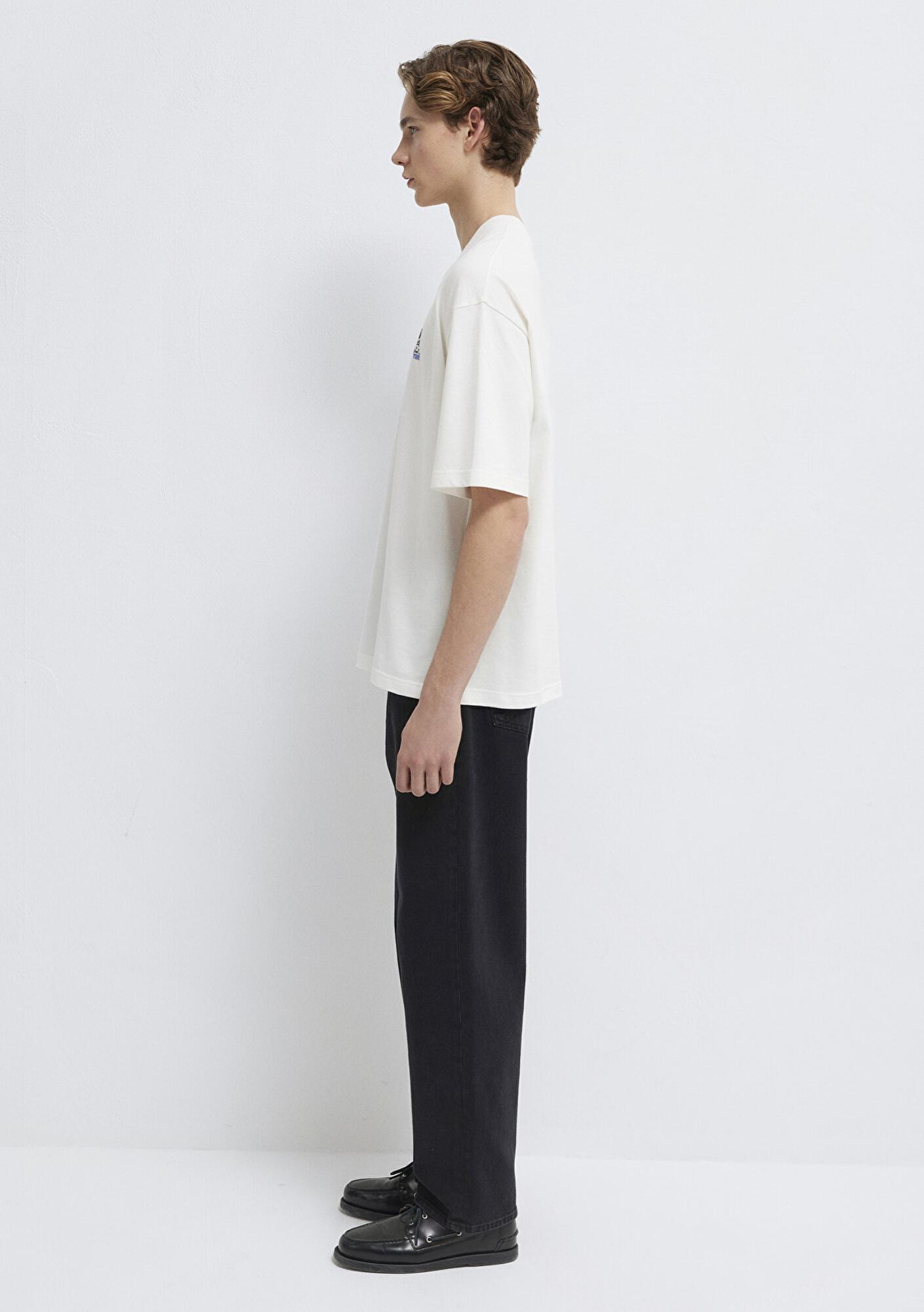 Mavi Mavi Logo Baskılı Ekru Tişört Oversize / Geniş Kesim 0613178-70057