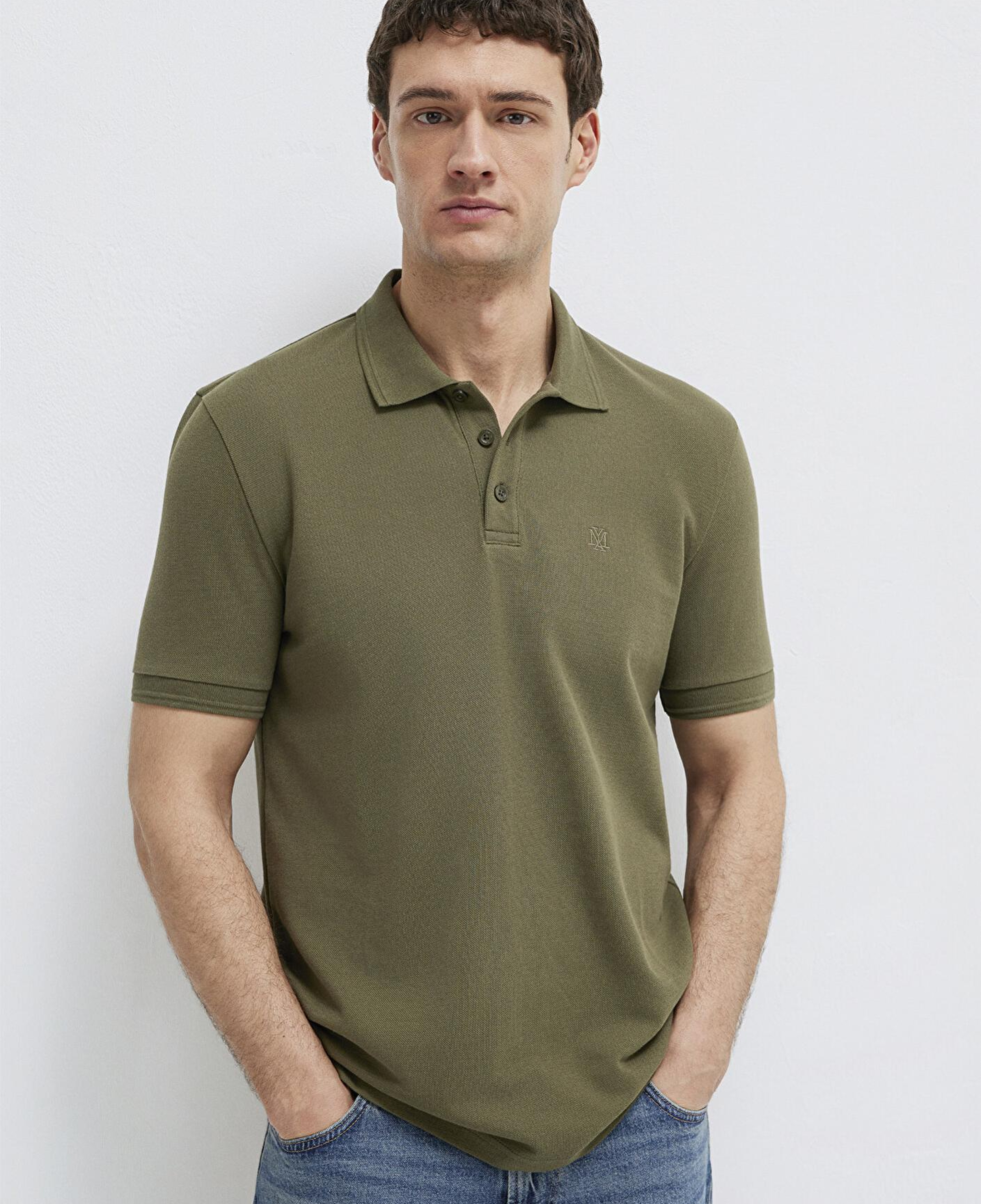 Mavi Yeşil Polo Tişört Slim Fit / Dar Kesim 064946-71543