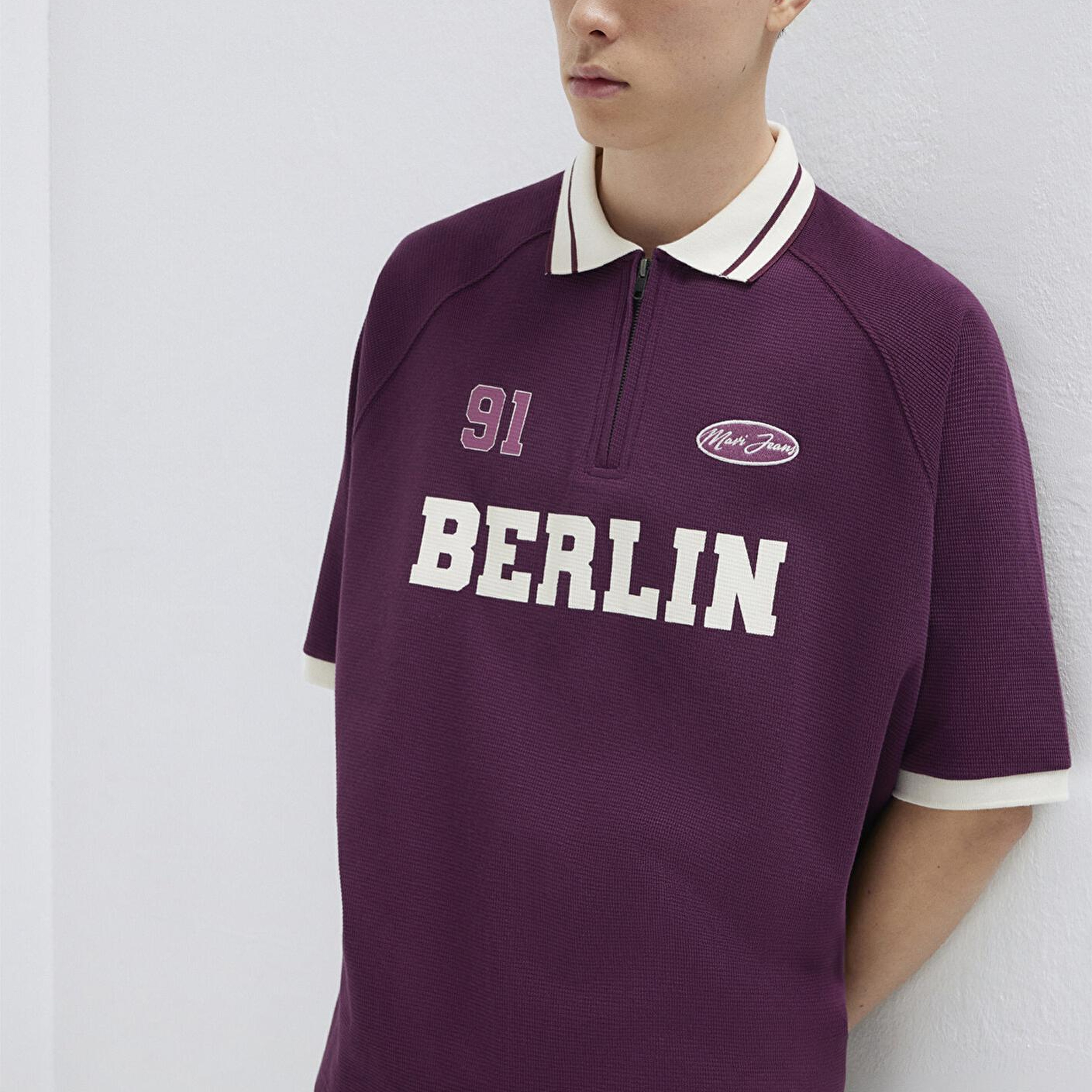 Mavi Berlin Baskılı Mor Polo Tişört Boxy Fit 0613230-70670