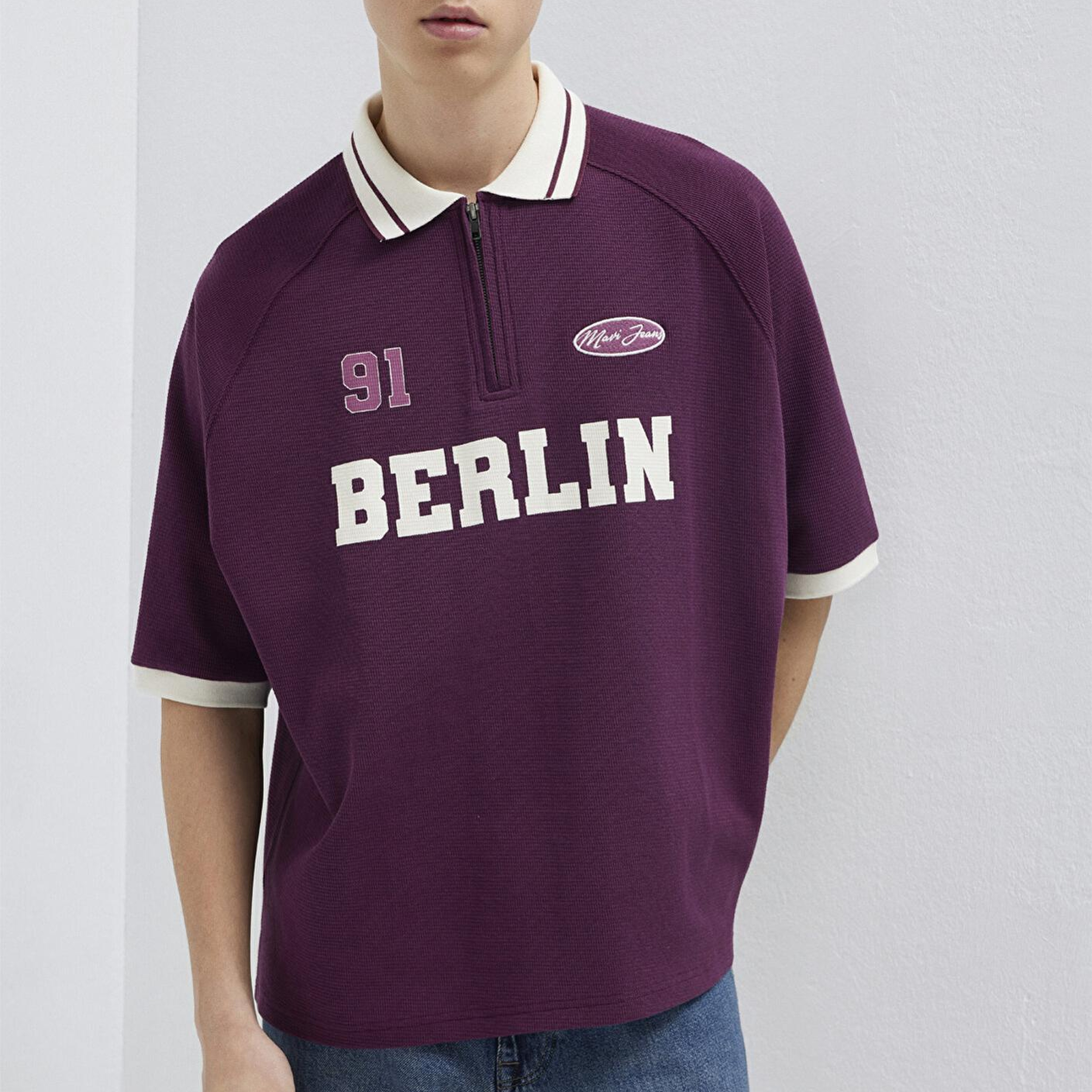 Mavi Berlin Baskılı Mor Polo Tişört Boxy Fit 0613230-70670