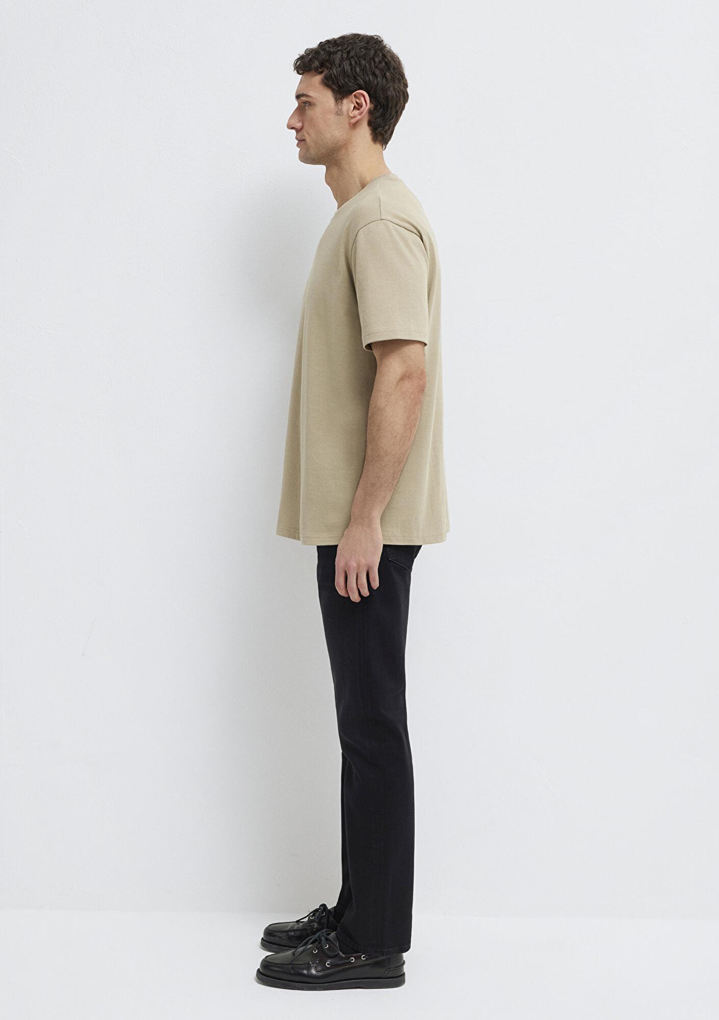 Mavi Bisiklet Yaka Bej Basic Tişört Loose Fit / Bol Rahat Kesim 0611596-70360