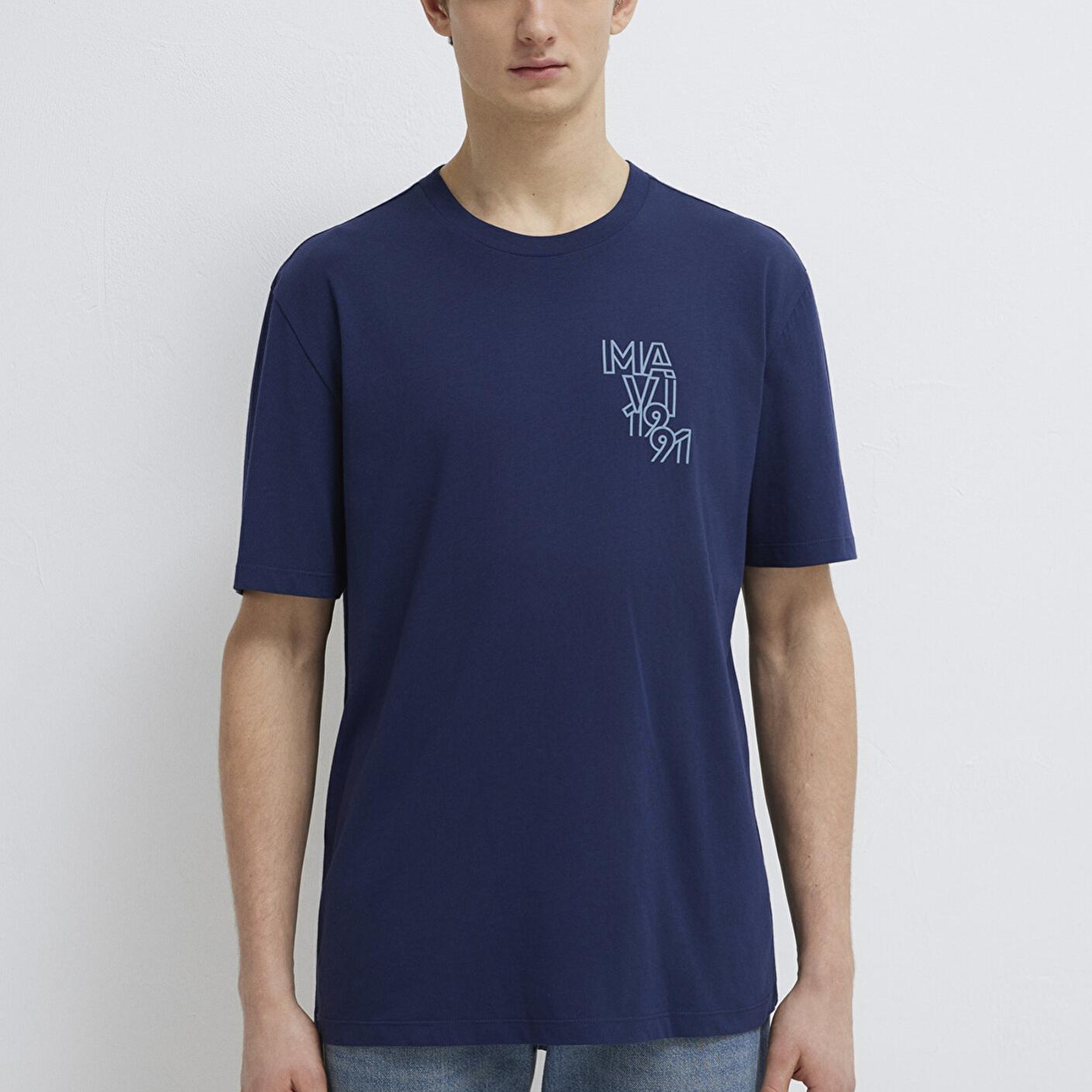 Mavi Mavi 1991 Baskılı Lacivert Tişört Loose Fit / Bol Rahat Kesim 0613147-70492