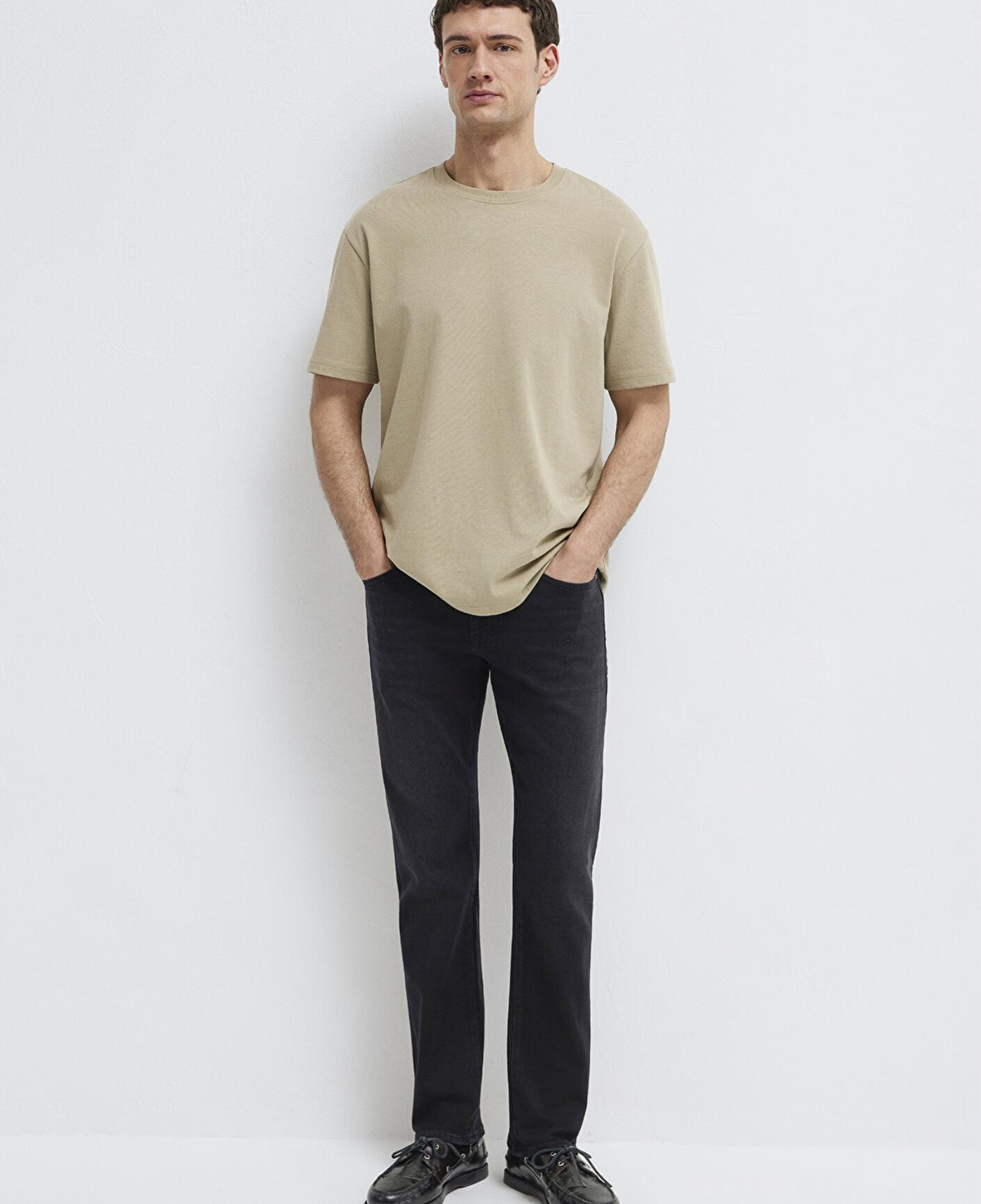 Mavi Bisiklet Yaka Bej Basic Tişört Loose Fit / Bol Rahat Kesim 0611596-70360